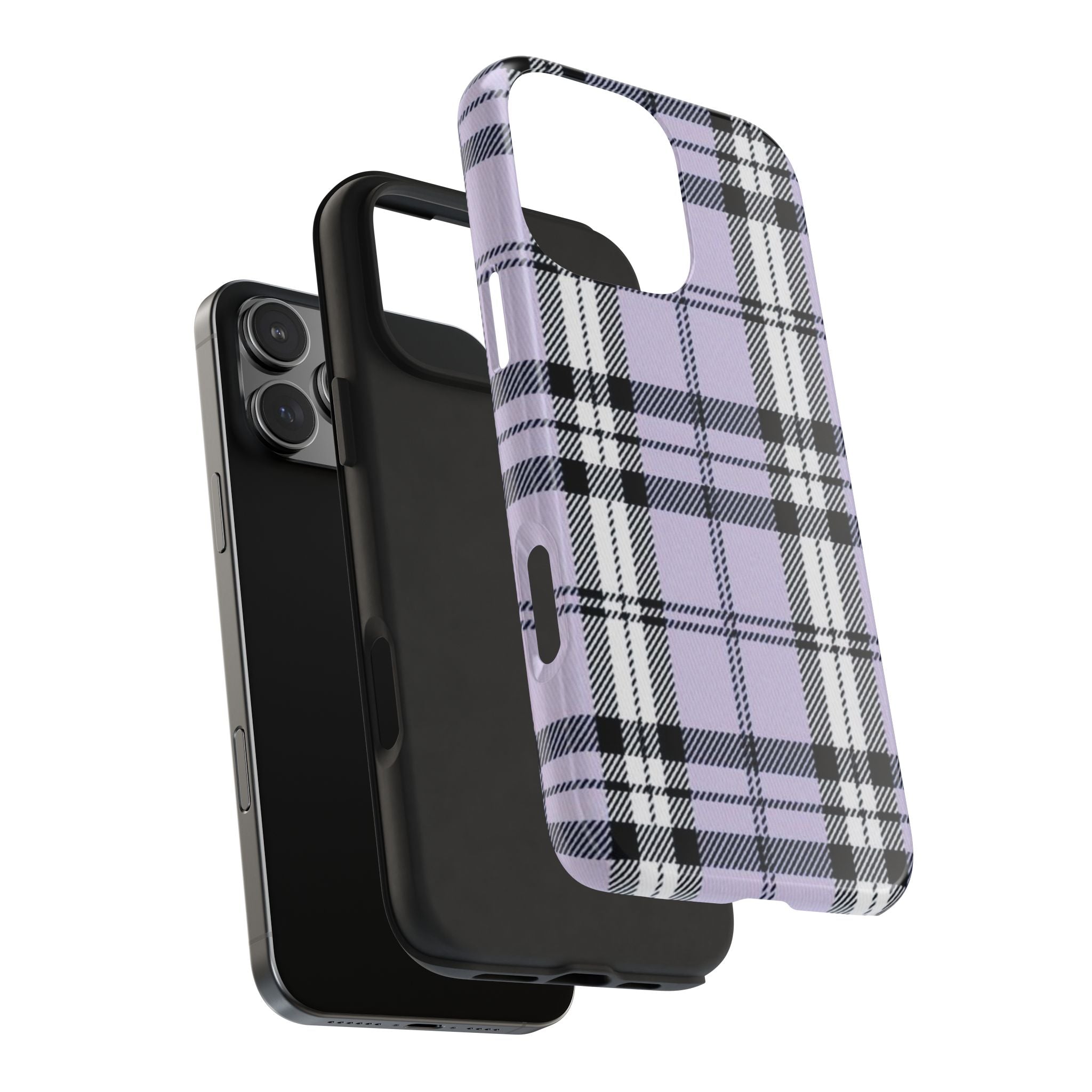 Lavender Light Purple Gingham Plaid Phone Case  - Tough Impact-Resistant Case