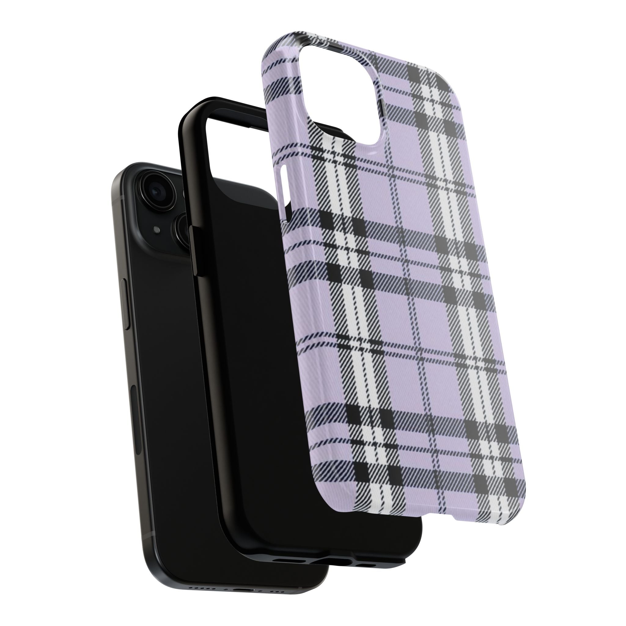 Lavender Light Purple Gingham Plaid Phone Case  - Tough Impact-Resistant Case