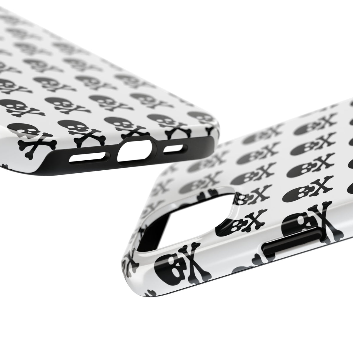 White Punk Skull Print Phone Case