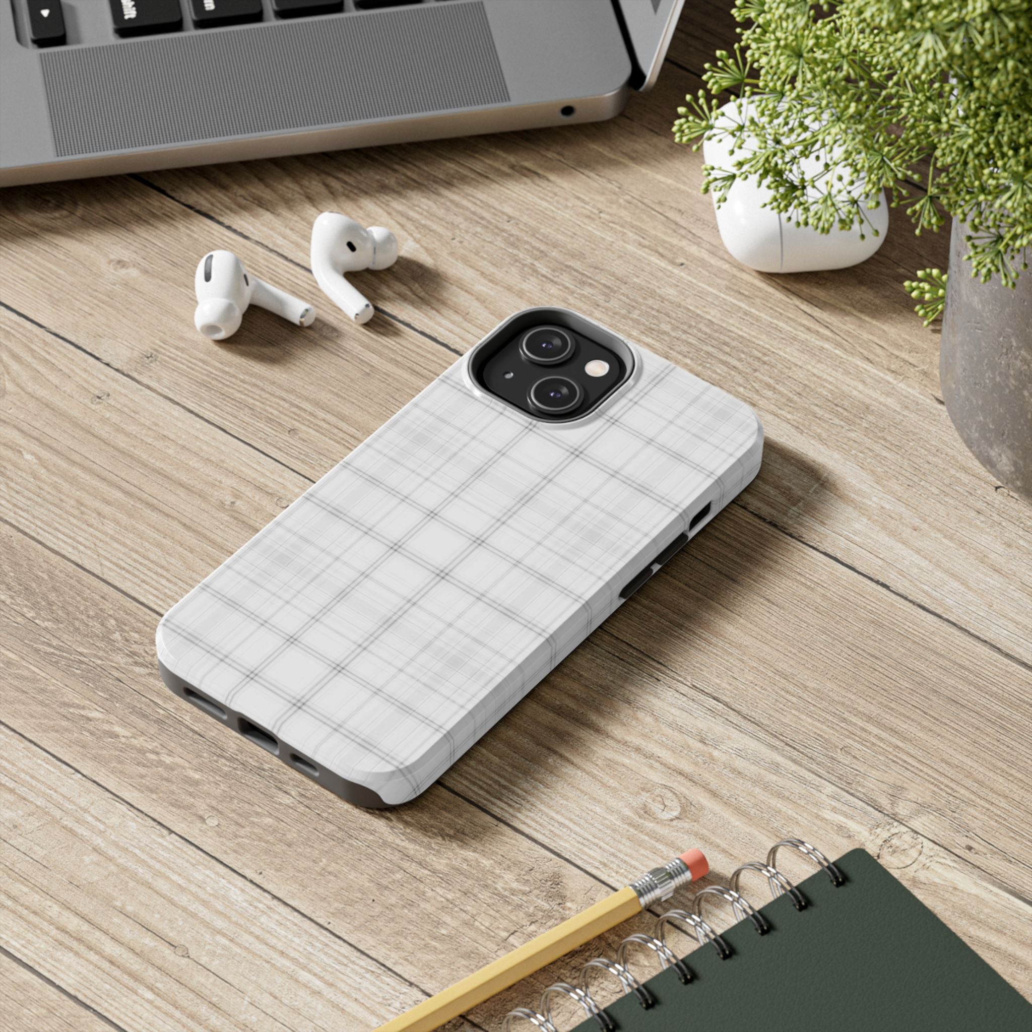 White Gingham Phone Case
