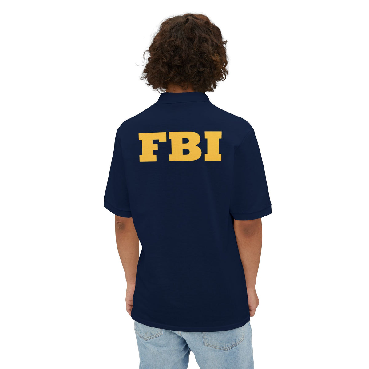 FBI Custom Halloween Polo Shirt Badge Logos on Front and Back - Men's Piqué Polo