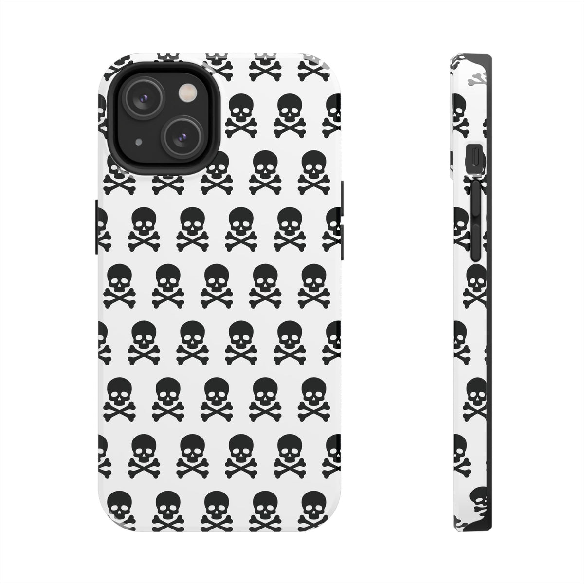 White Punk Skull Print Phone Case
