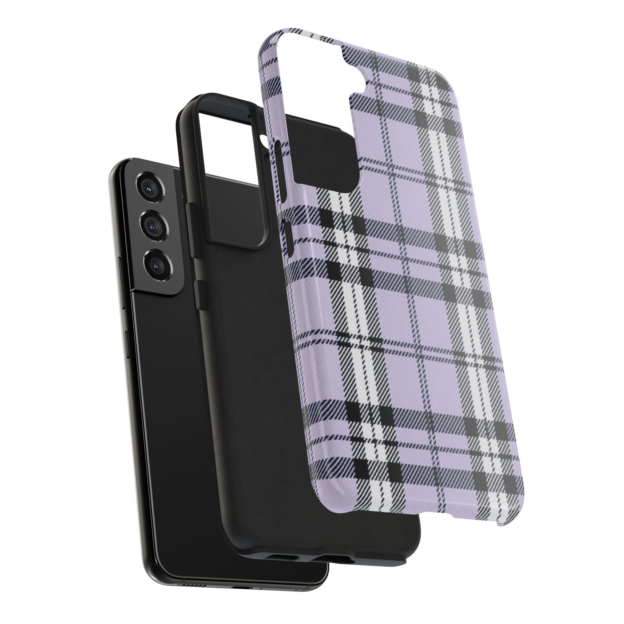 Lavender Light Purple Gingham Plaid Phone Case  - Tough Impact-Resistant Case