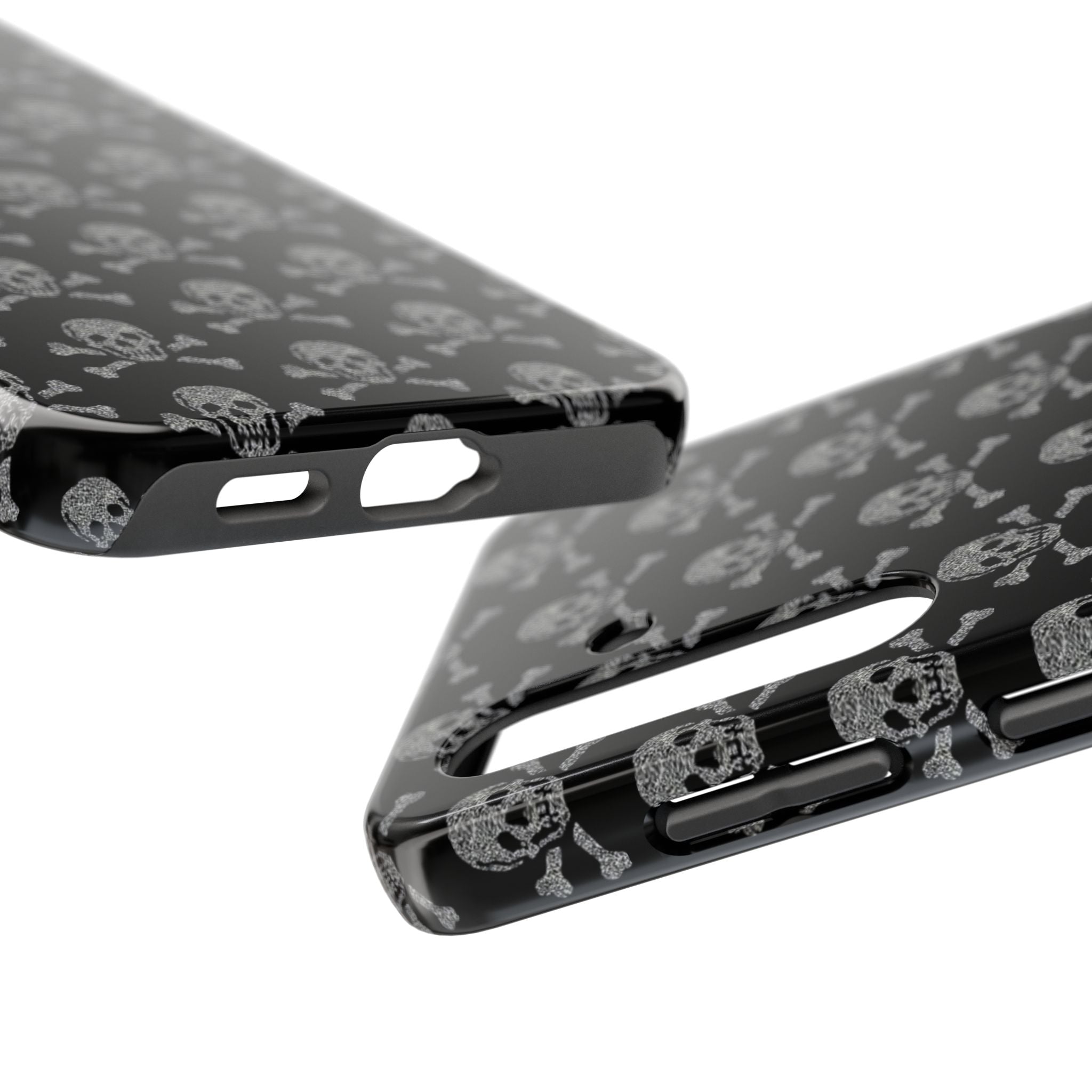 Silver Skull Print Phone Case  - Tough Impact-Resistant Case