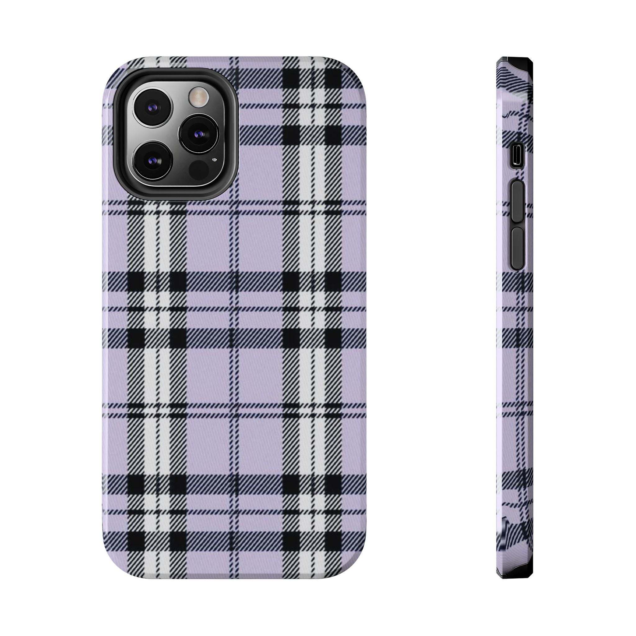 Lavender Light Purple Gingham Plaid Phone Case  - Tough Impact-Resistant Case