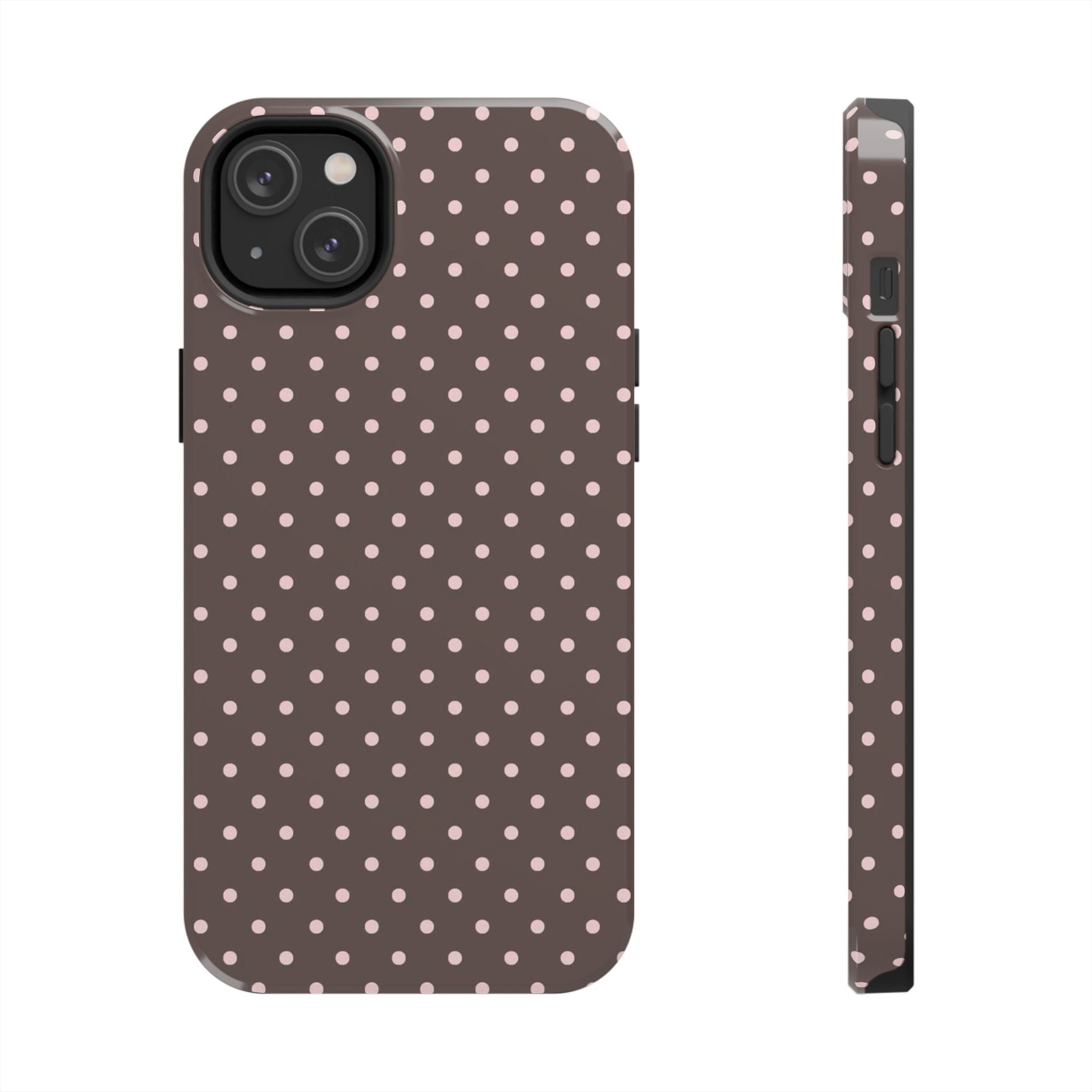 Brown with Pink Dots Phone Case  - Tough Impact-Resistant Case