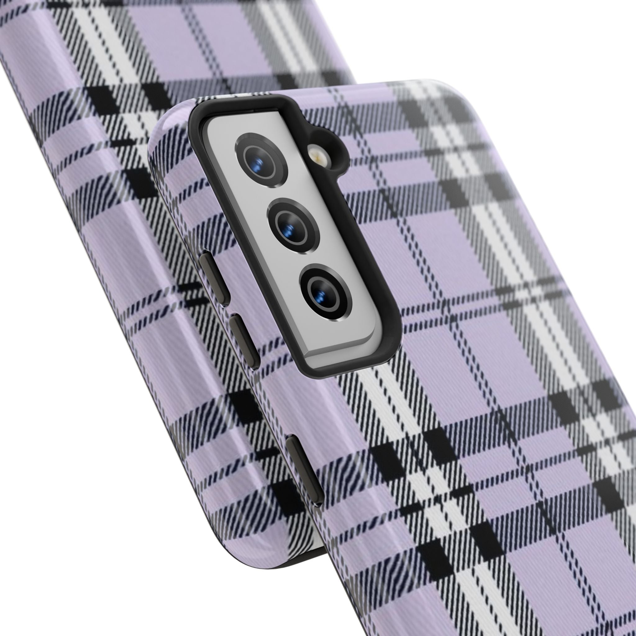 Lavender Light Purple Gingham Plaid Phone Case  - Tough Impact-Resistant Case