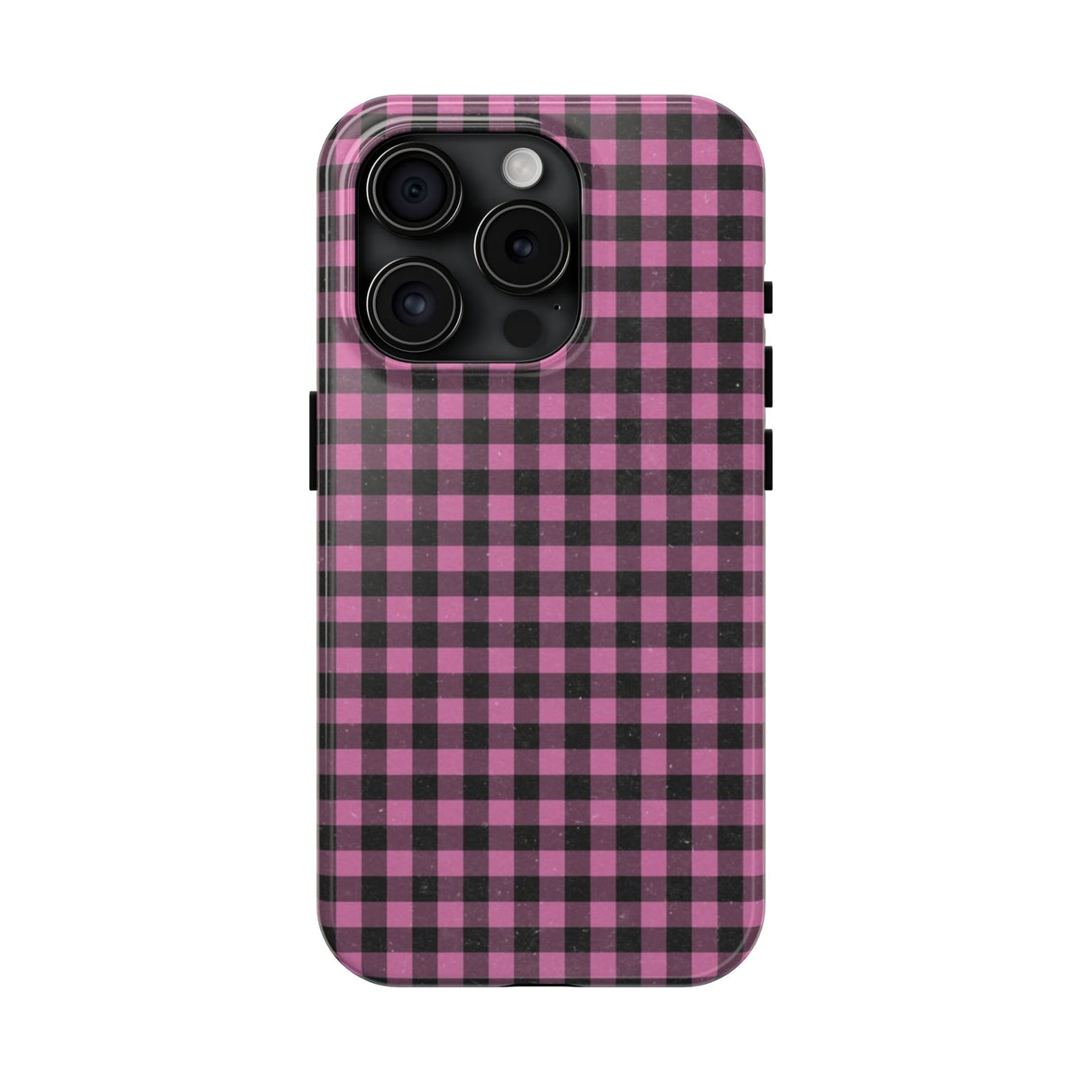 Pink and Black Faded Gingham Plaid Phone Case