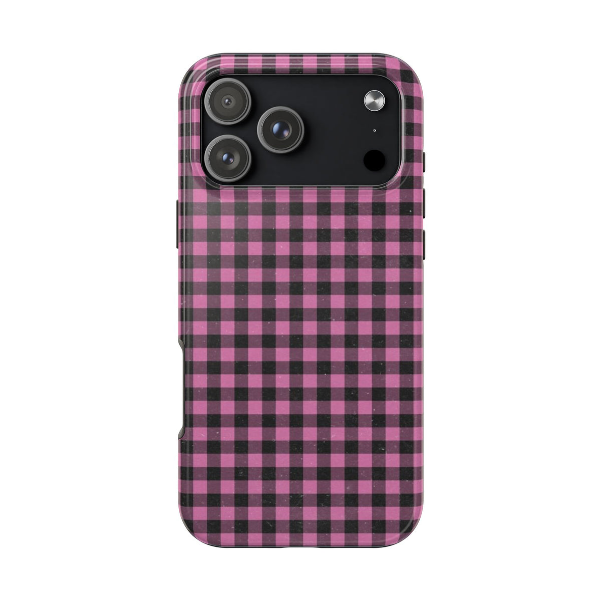 Pink and Black Faded Gingham Plaid Phone Case