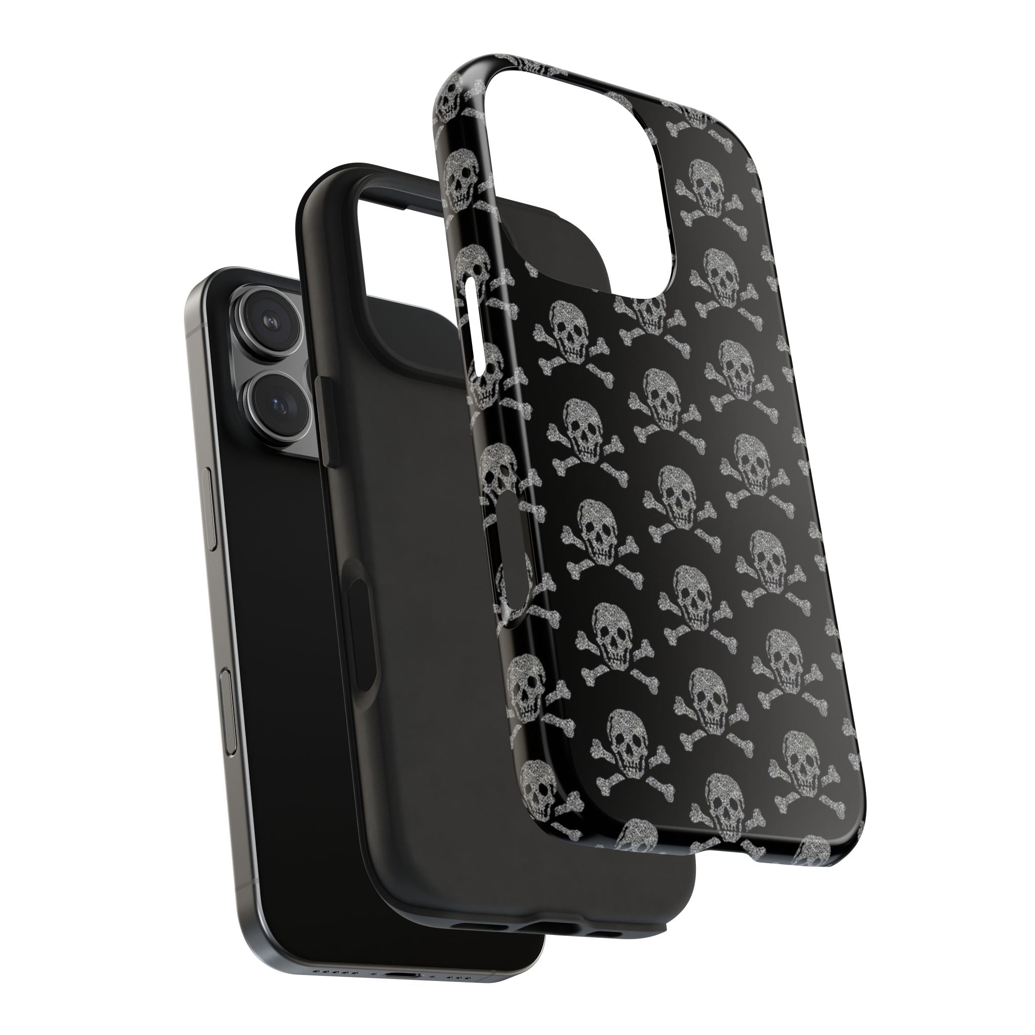Silver Skull Print Phone Case  - Tough Impact-Resistant Case