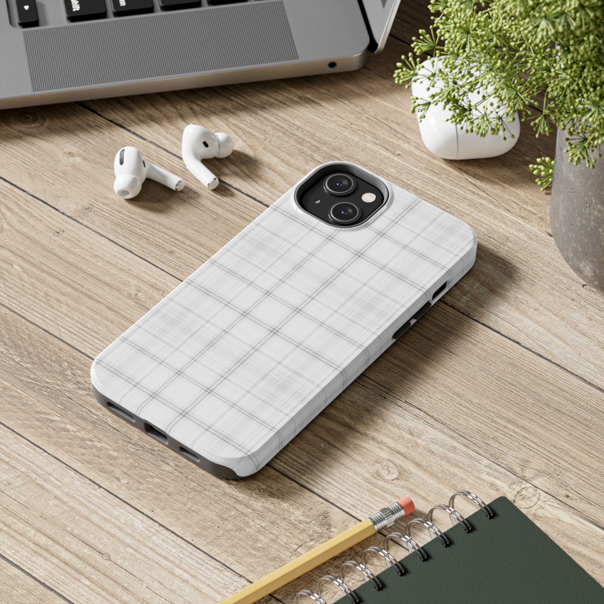 White Gingham Phone Case
