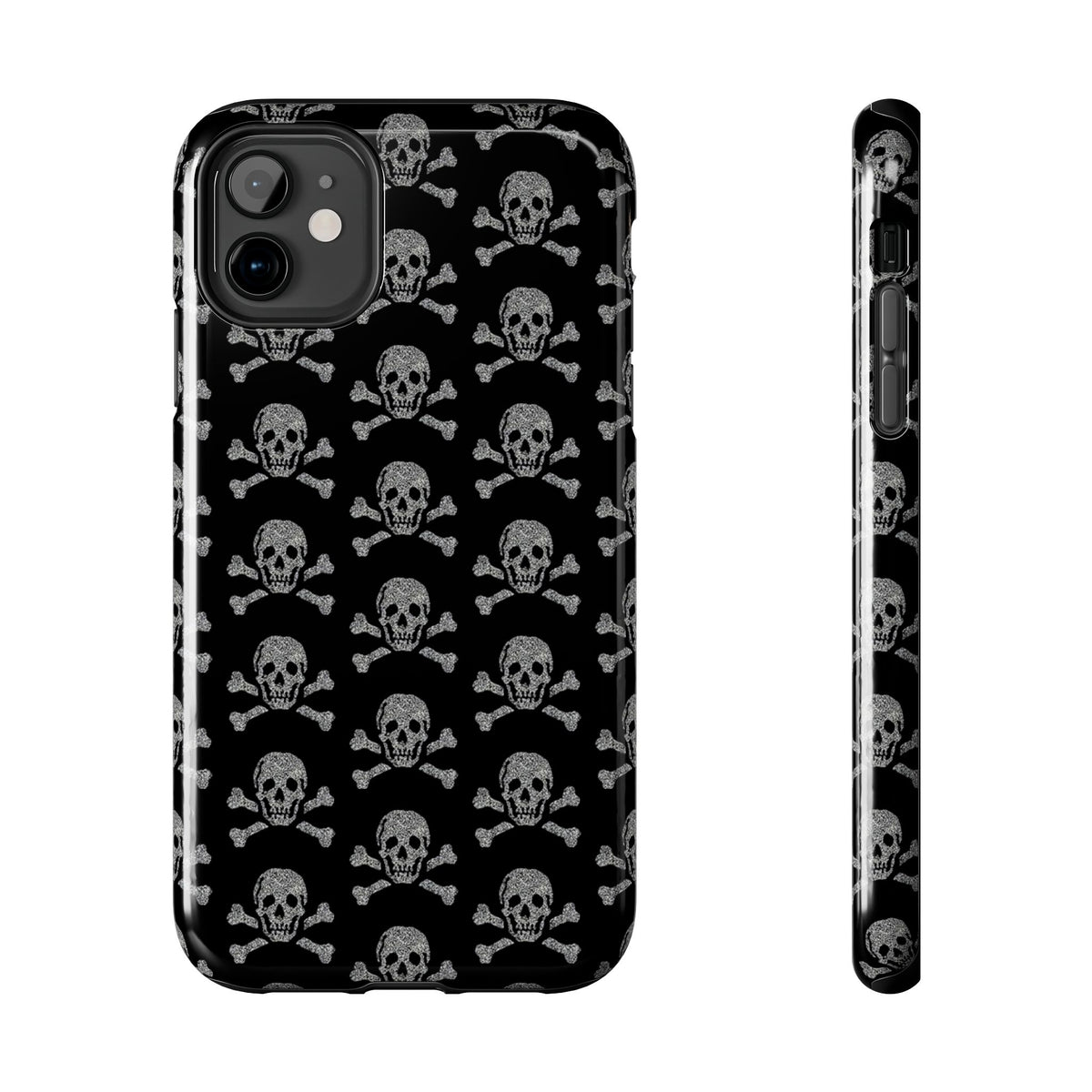 Silver Skull Print Phone Case  - Tough Impact-Resistant Case