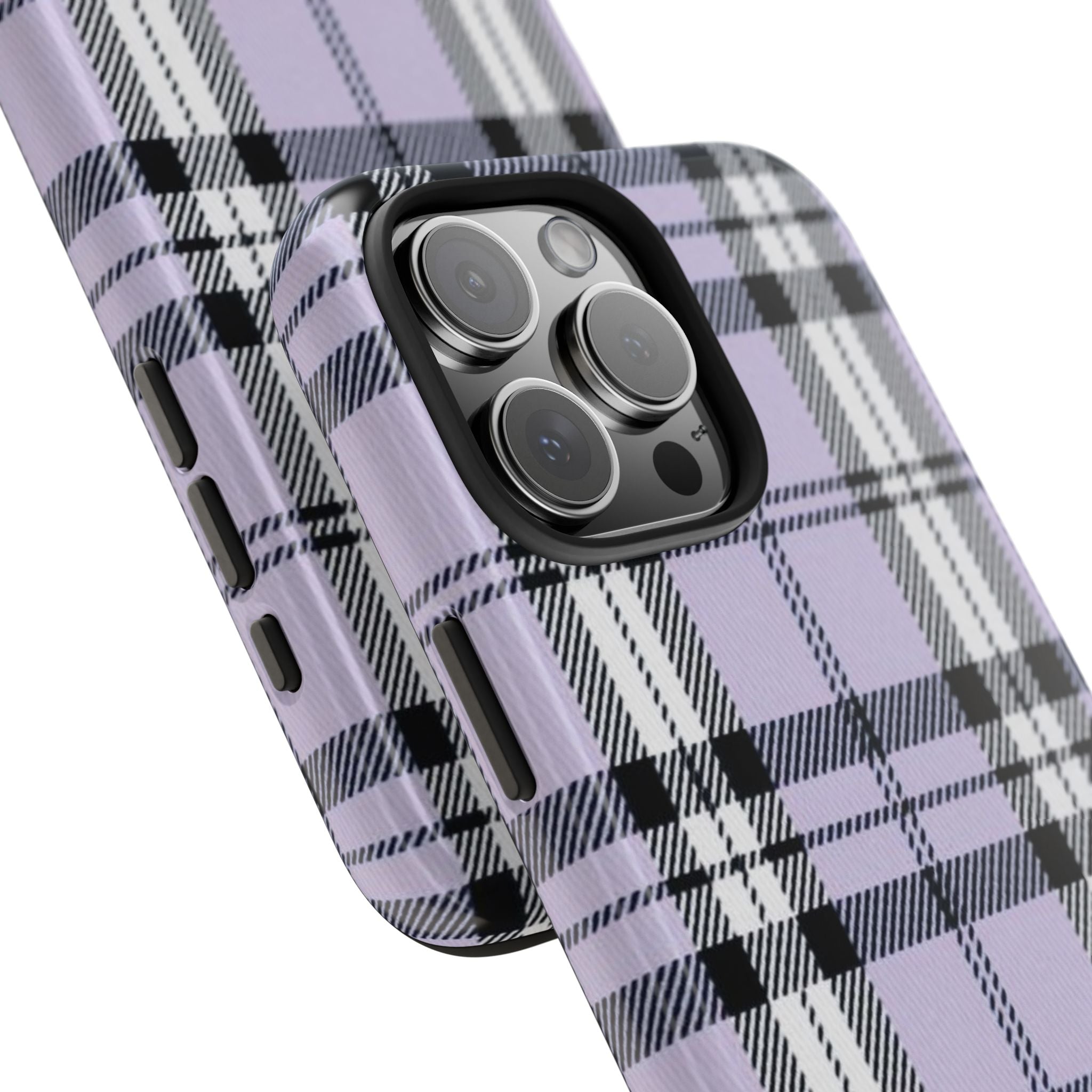 Lavender Light Purple Gingham Plaid Phone Case  - Tough Impact-Resistant Case