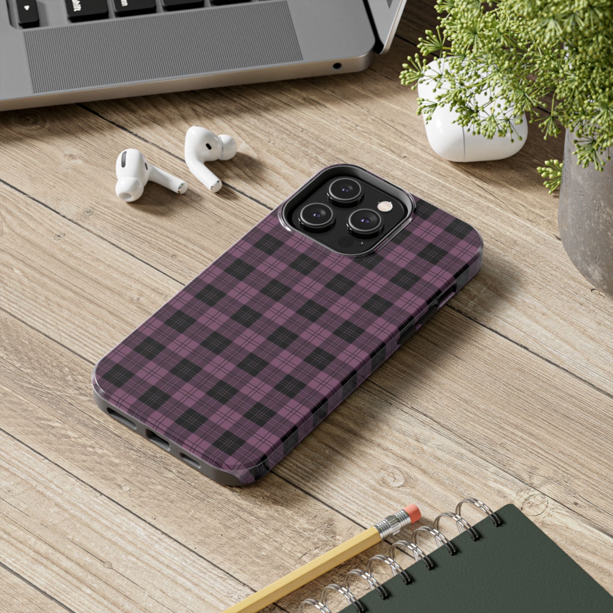 Emo Dark Pink Gingham Plaid Phone Case  - Tough Impact-Resistant Case