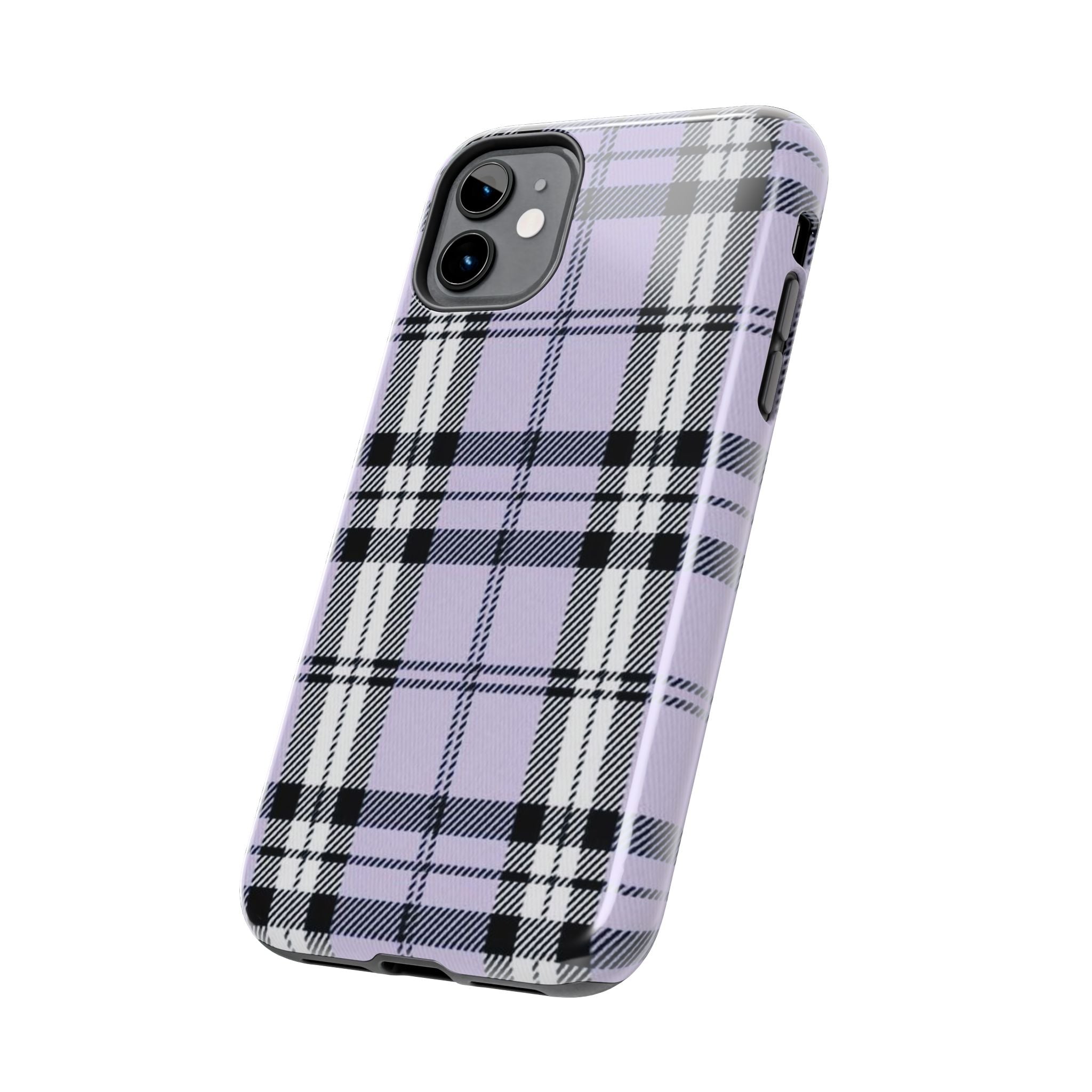 Lavender Light Purple Gingham Plaid Phone Case  - Tough Impact-Resistant Case