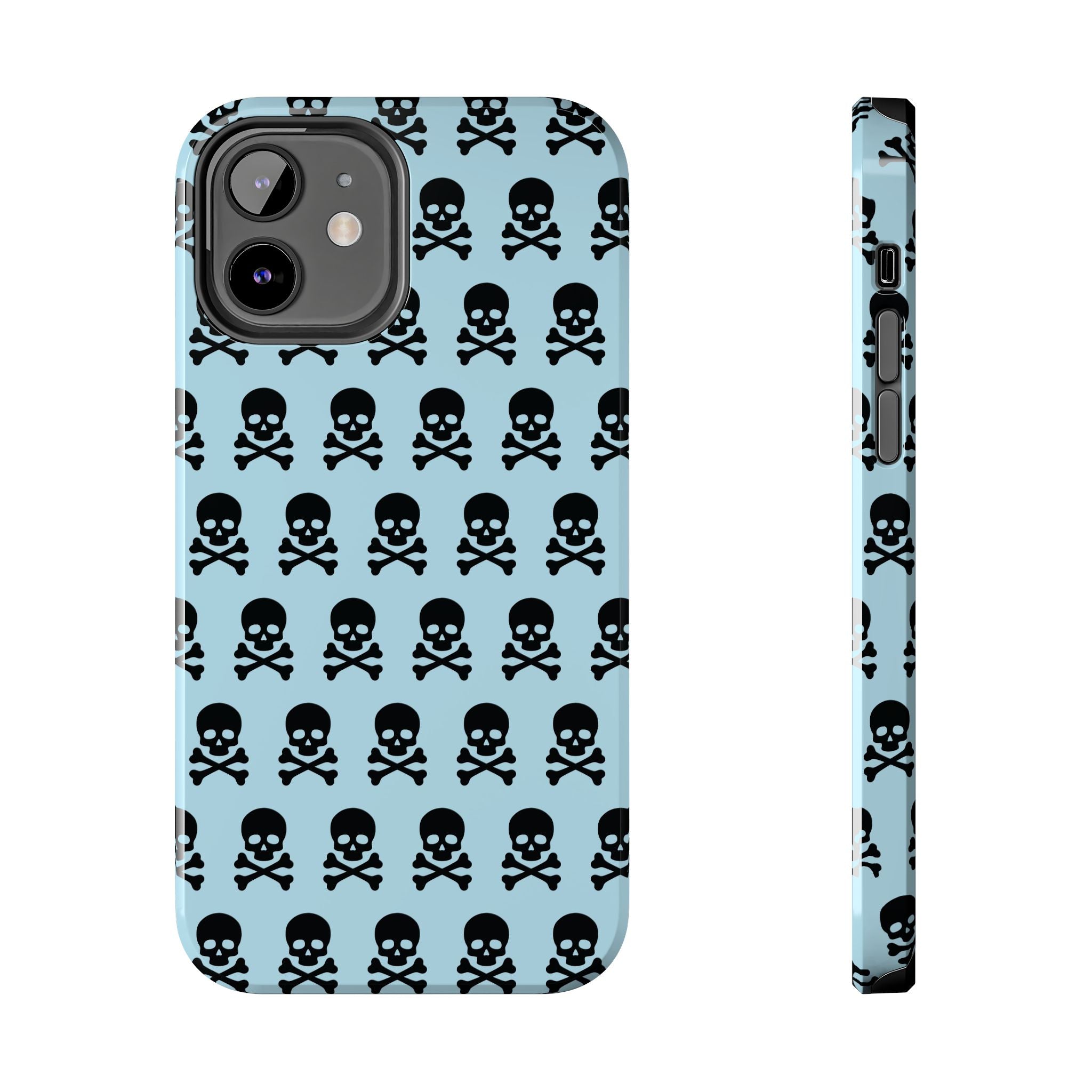 Blue Punk Skull Print Phone Case