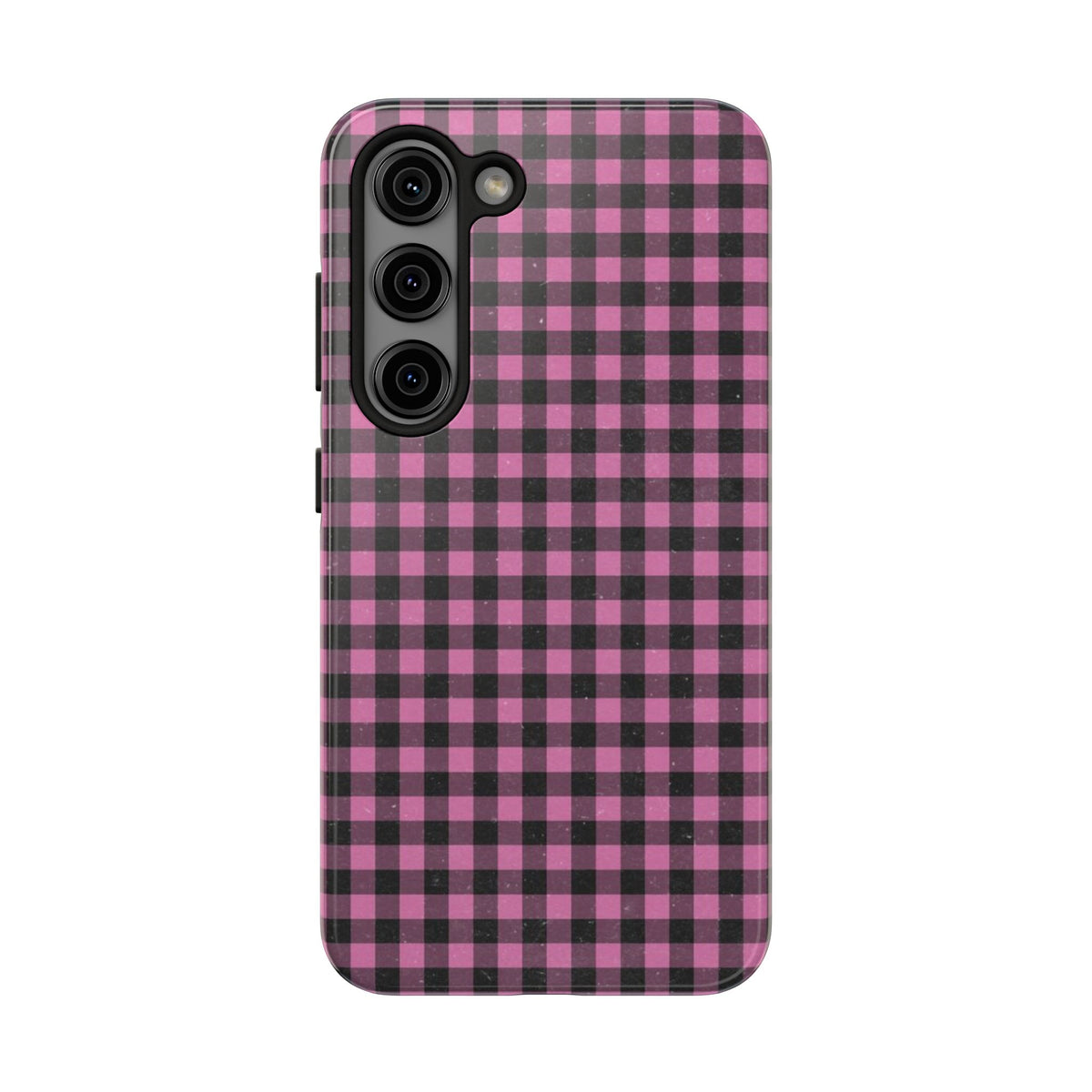Pink and Black Faded Gingham Plaid Phone Case