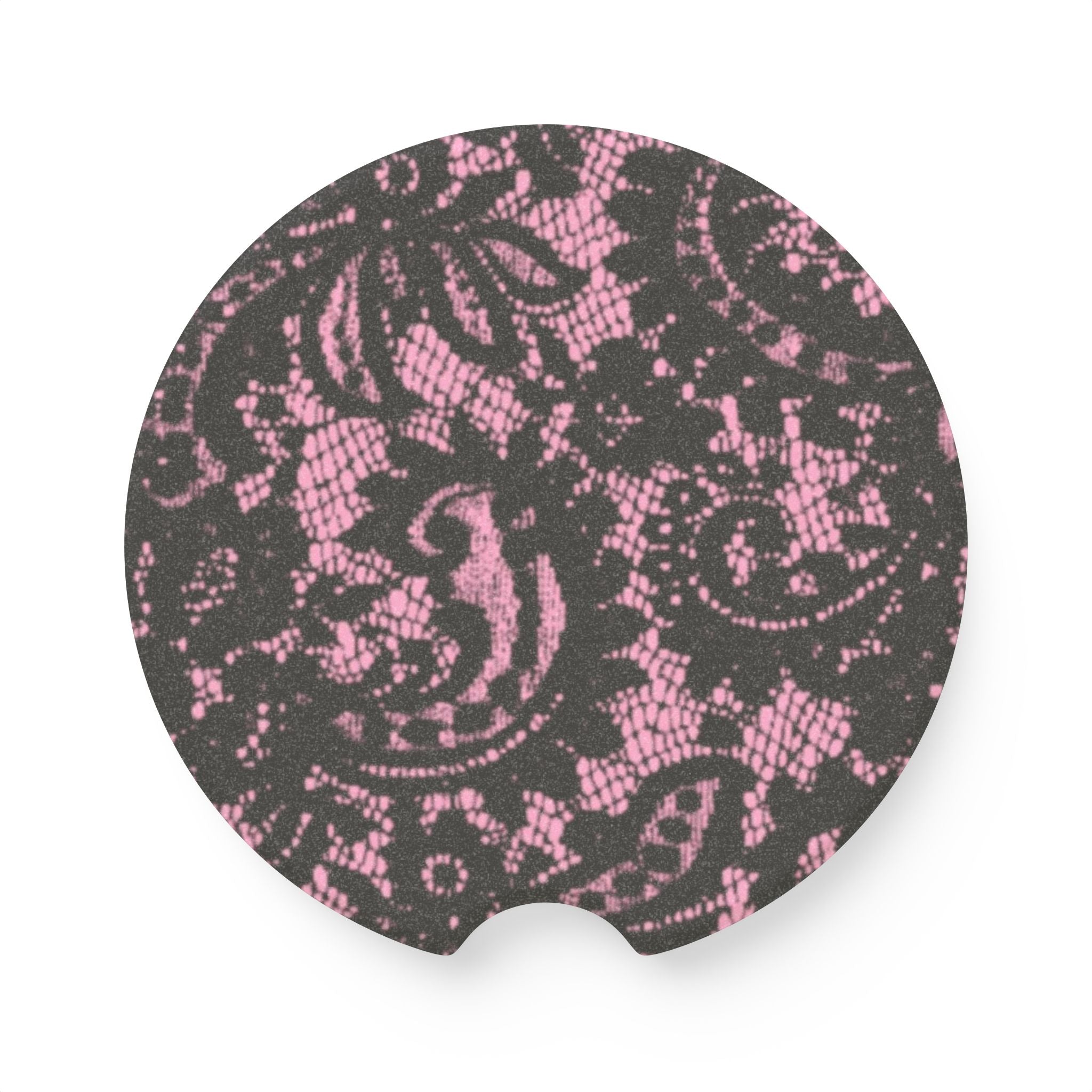 Lace Pink and Black Car Cupholder Coaster - Made of Soapstone