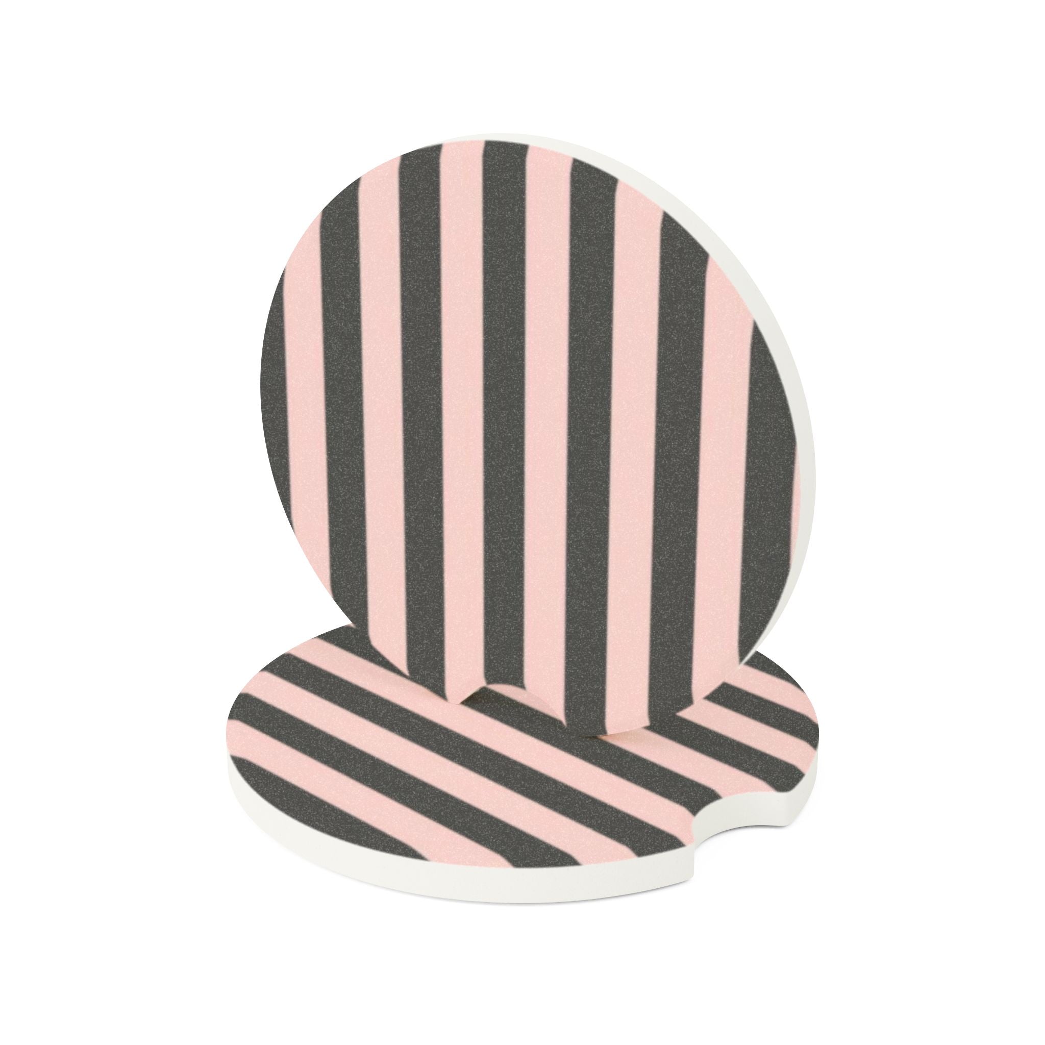 Striped Pink and Black Car Coaster - Made of Soapstone