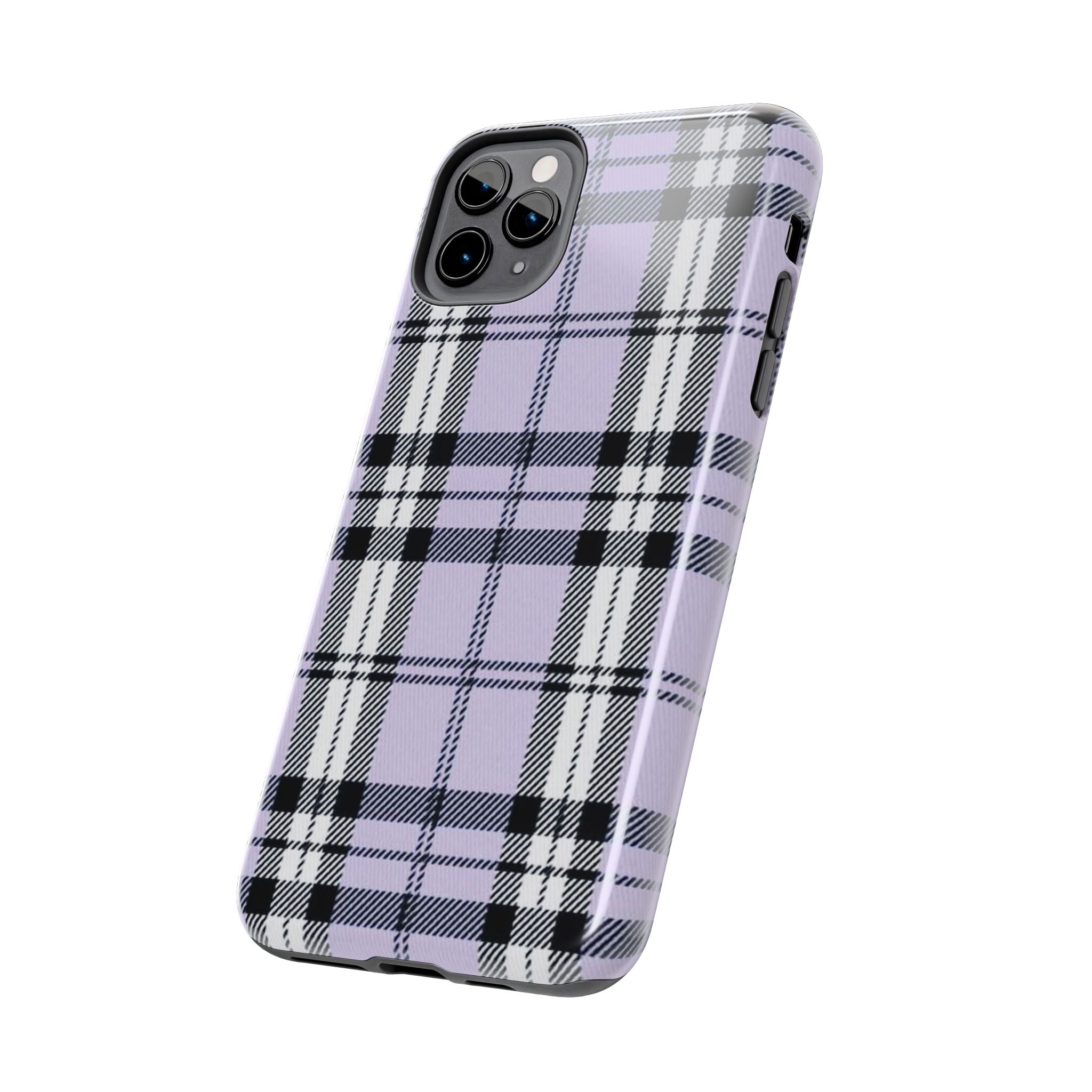 Lavender Light Purple Gingham Plaid Phone Case  - Tough Impact-Resistant Case