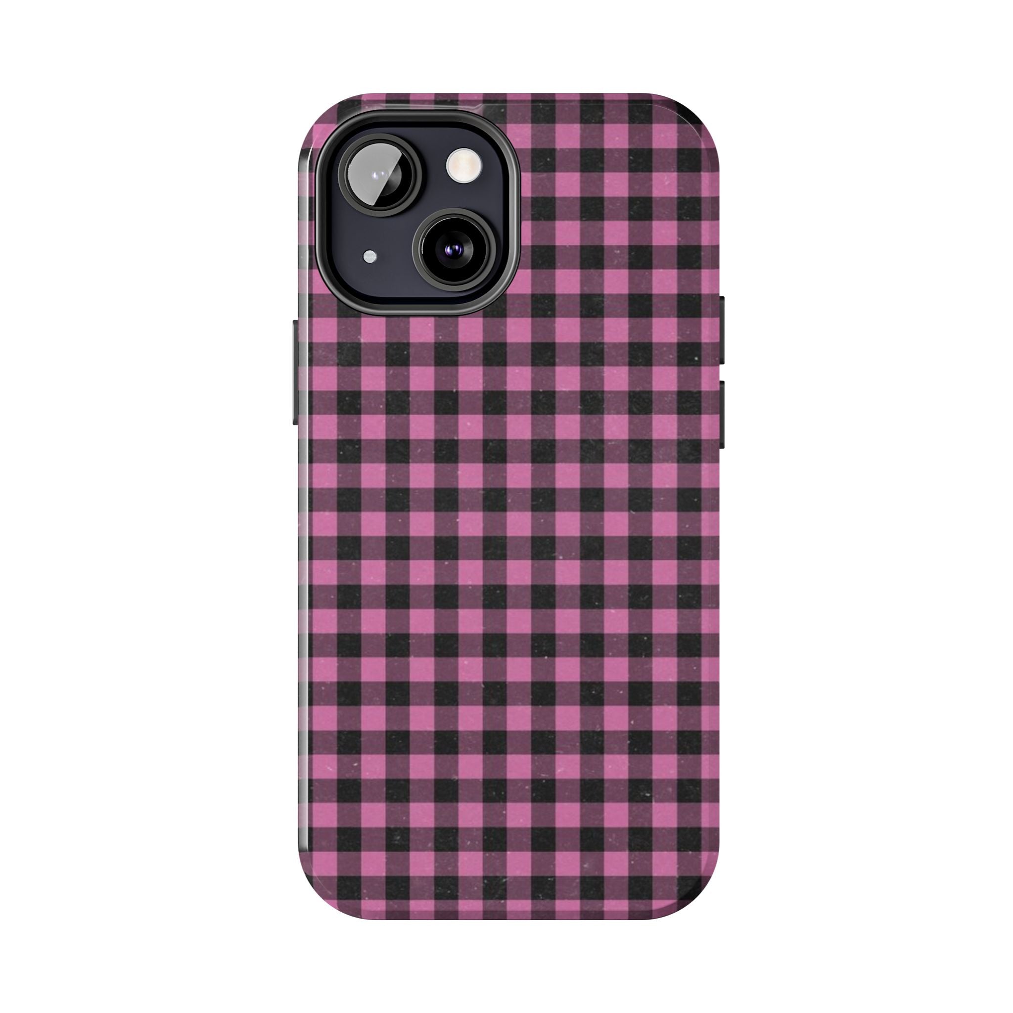 Pink and Black Faded Gingham Plaid Phone Case