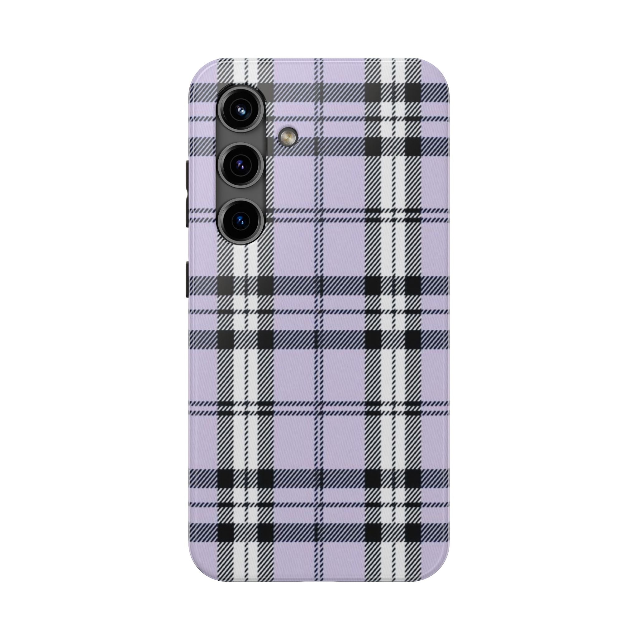 Lavender Light Purple Gingham Plaid Phone Case  - Tough Impact-Resistant Case