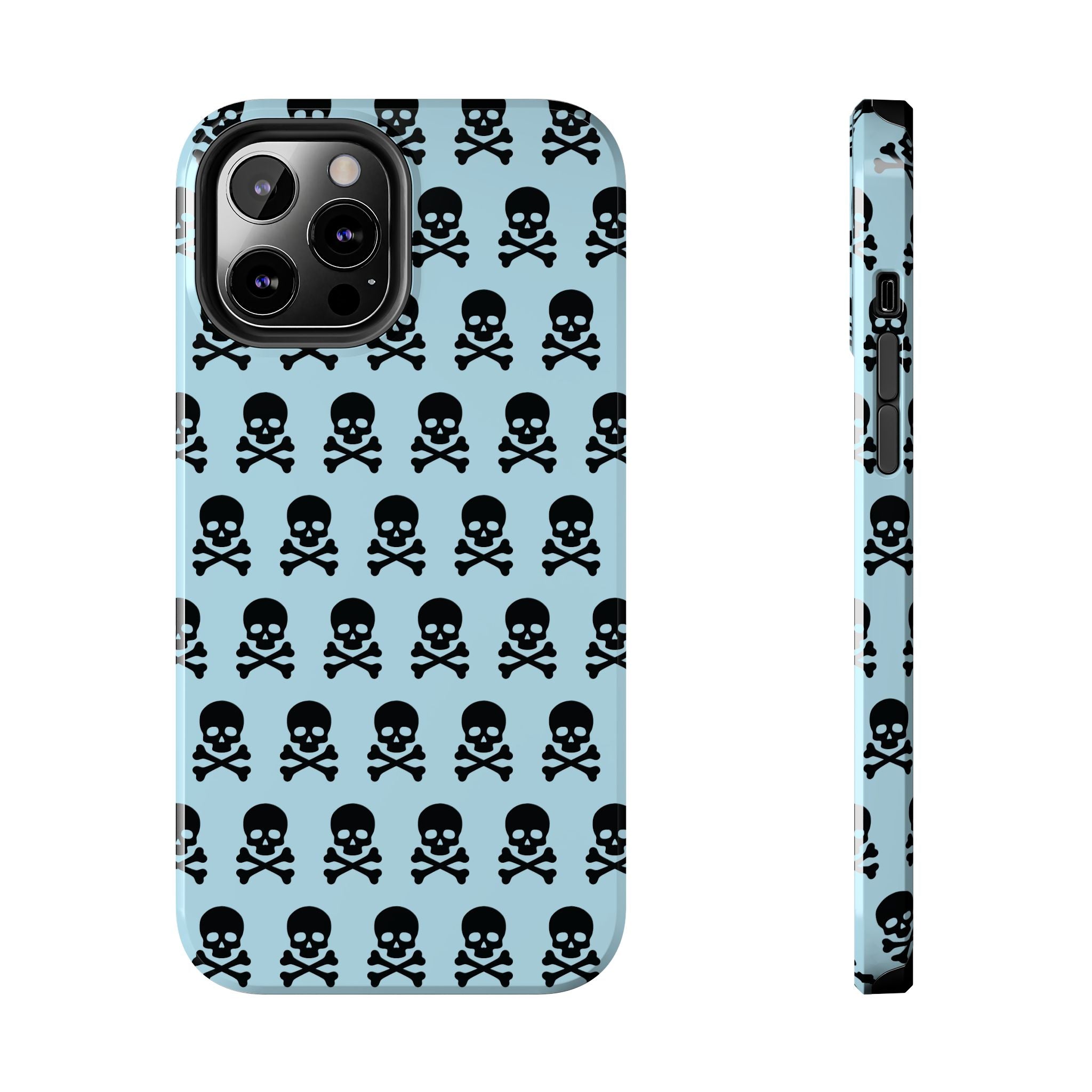 Blue Punk Skull Print Phone Case