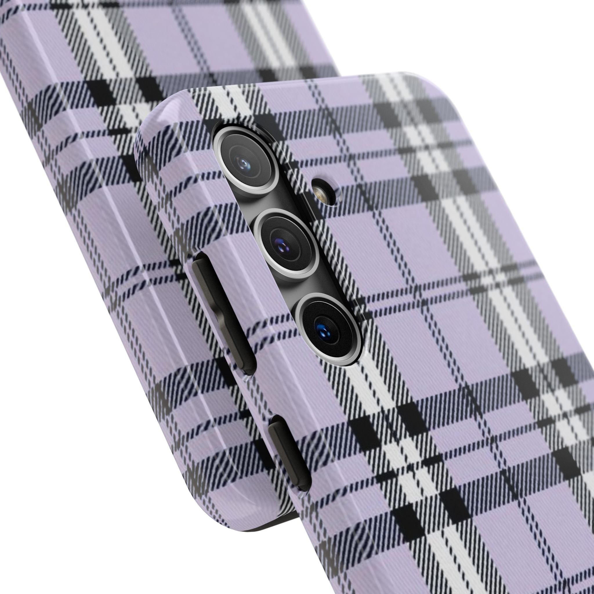 Lavender Light Purple Gingham Plaid Phone Case  - Tough Impact-Resistant Case