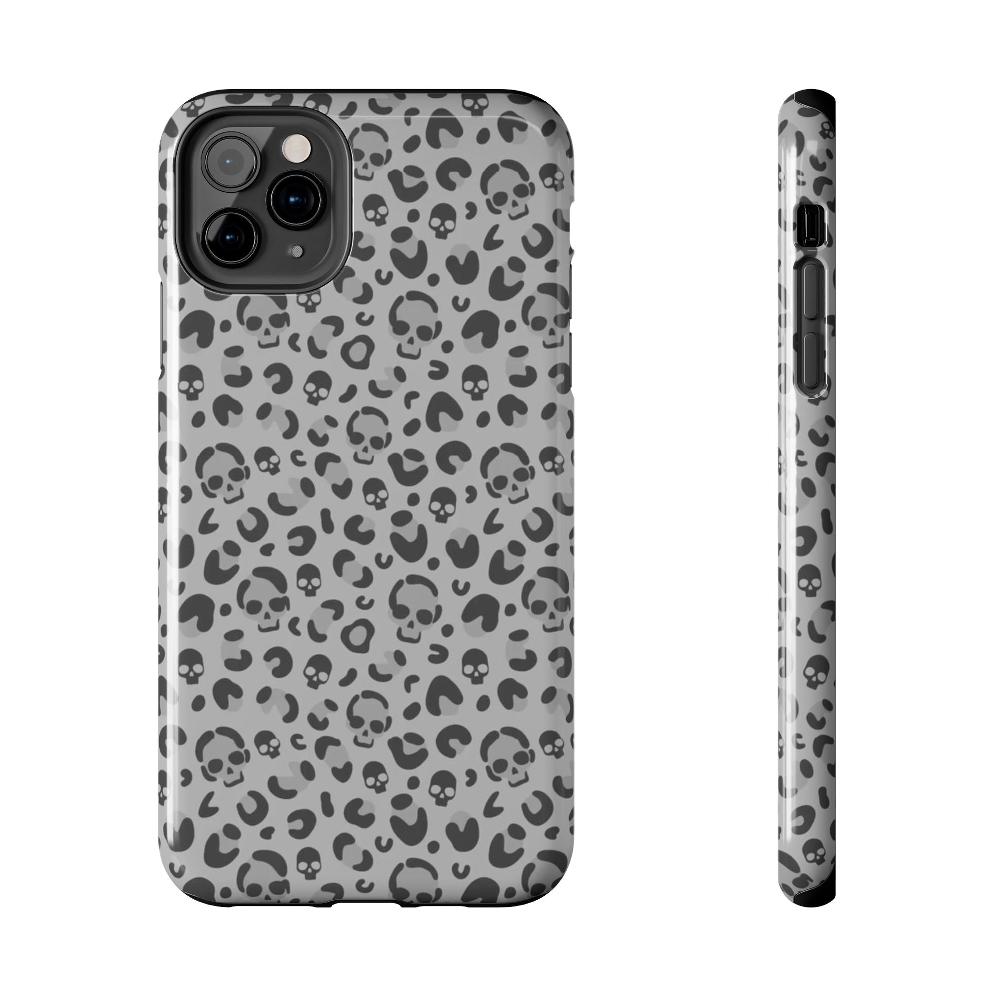 Skull Cheetah Grey Leopard Phone Case