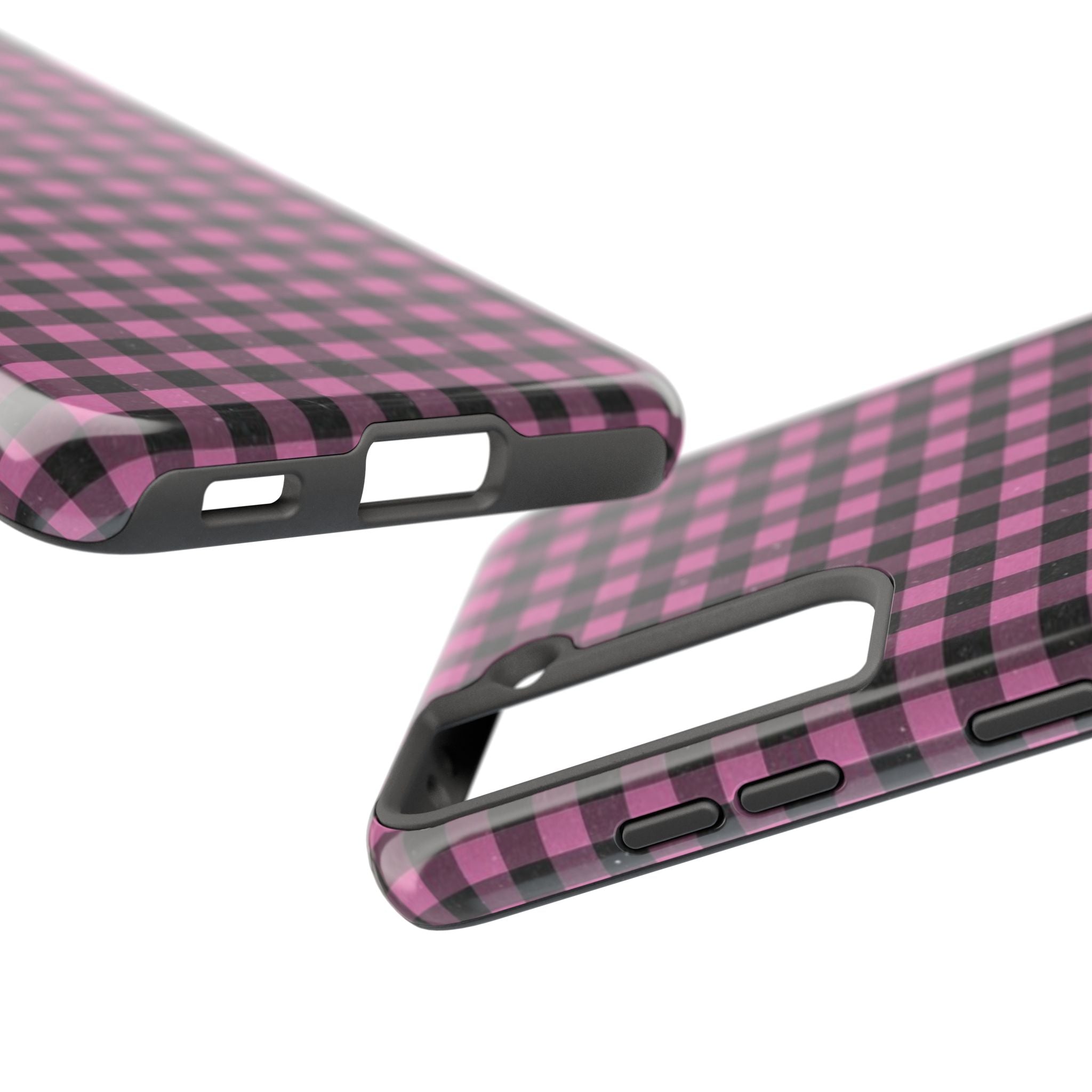 Pink and Black Faded Gingham Plaid Phone Case
