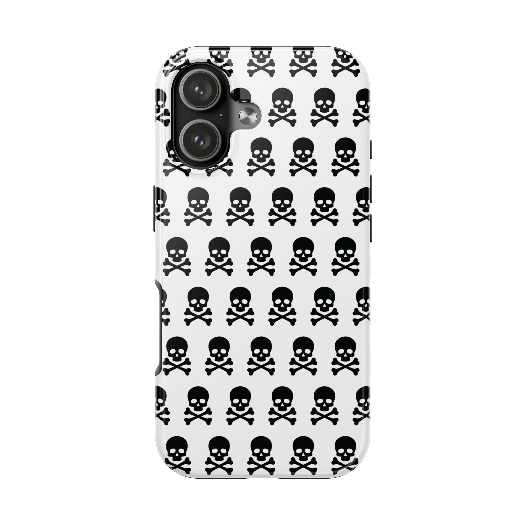 White Punk Skull Print Phone Case