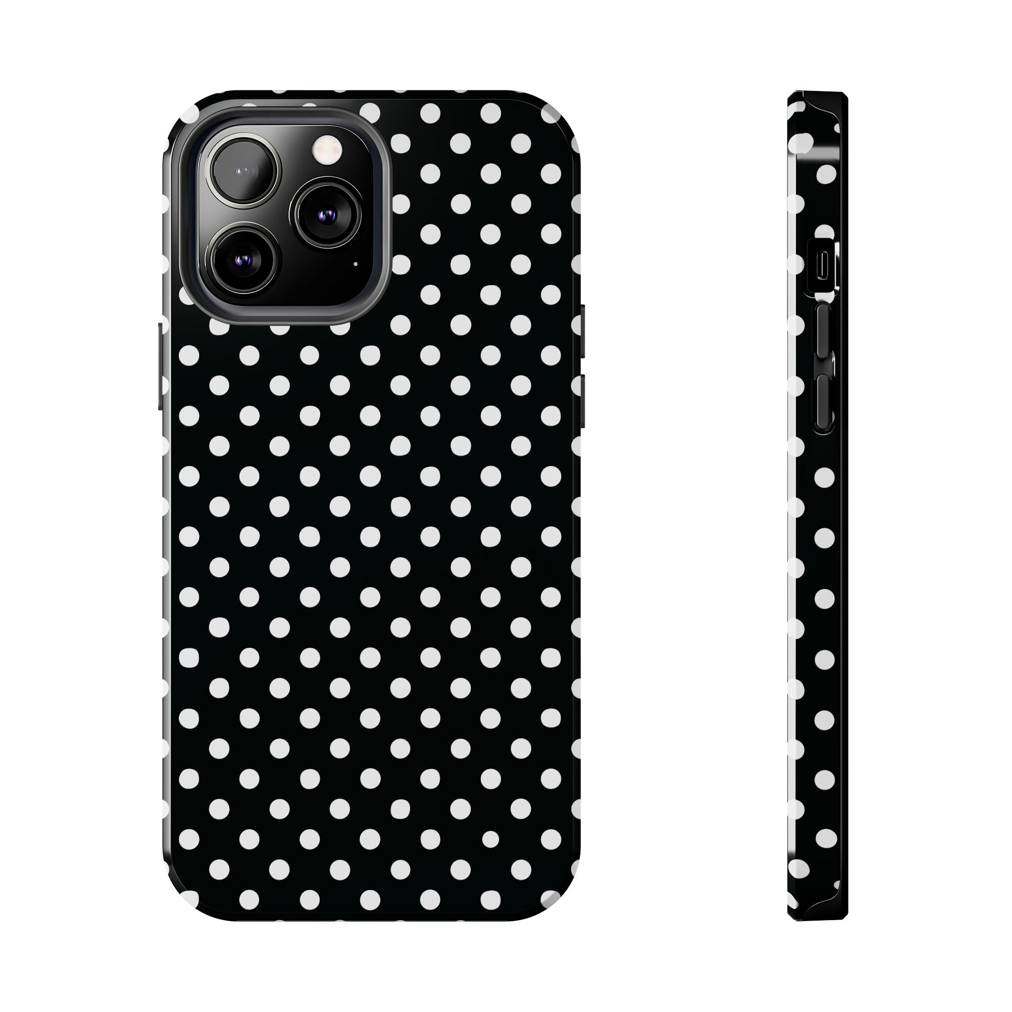 Black and White Polka Dot Phone Case  - Tough Impact-Resistant Case