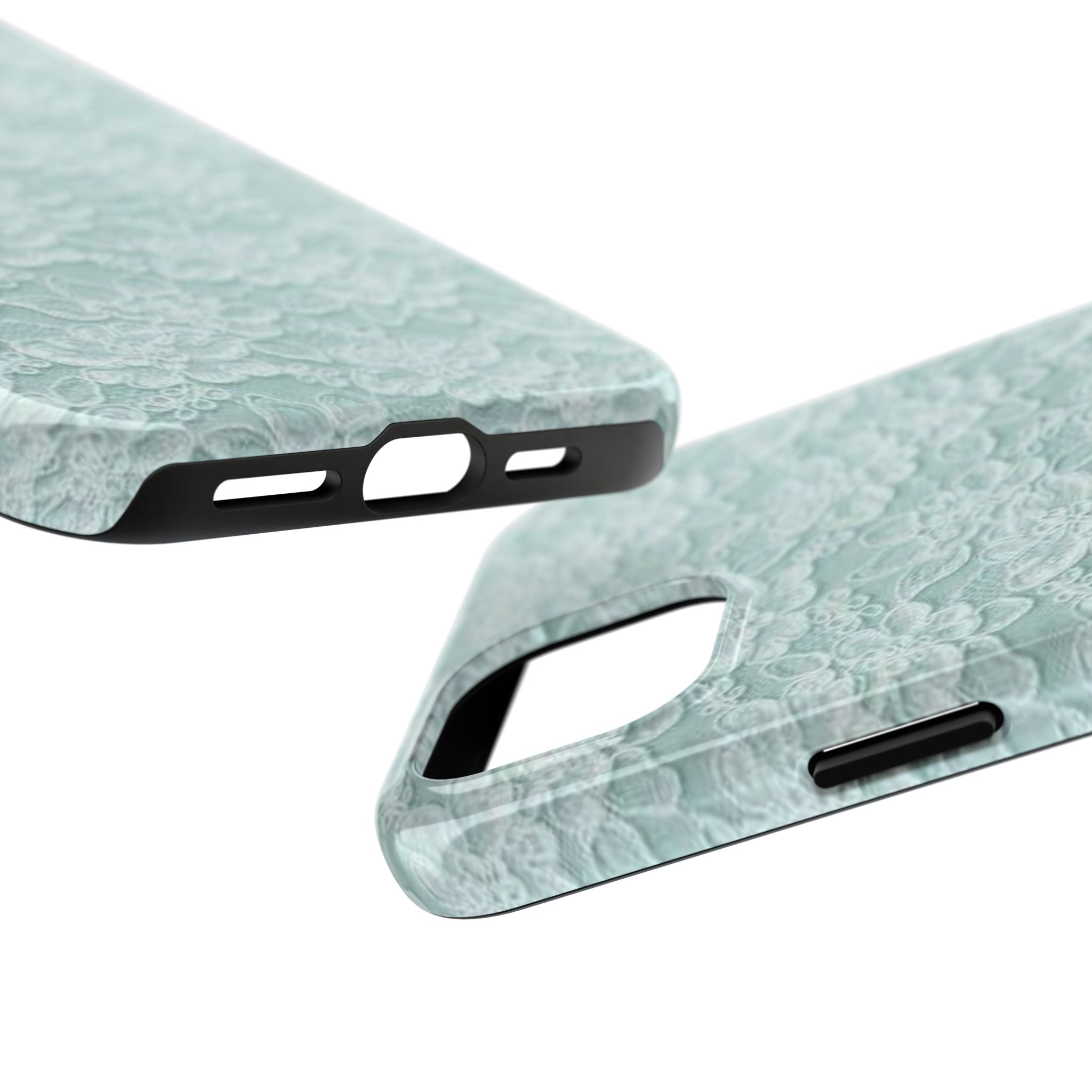 Teal Light Blue Lace Print Pattern Phone Case