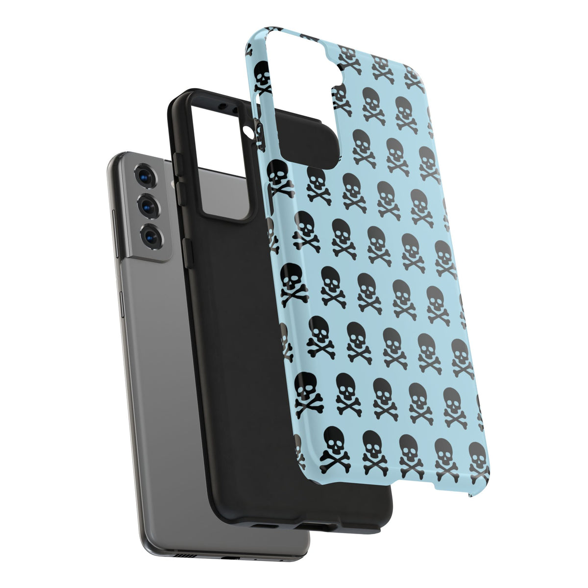 Blue Punk Skull Print Phone Case