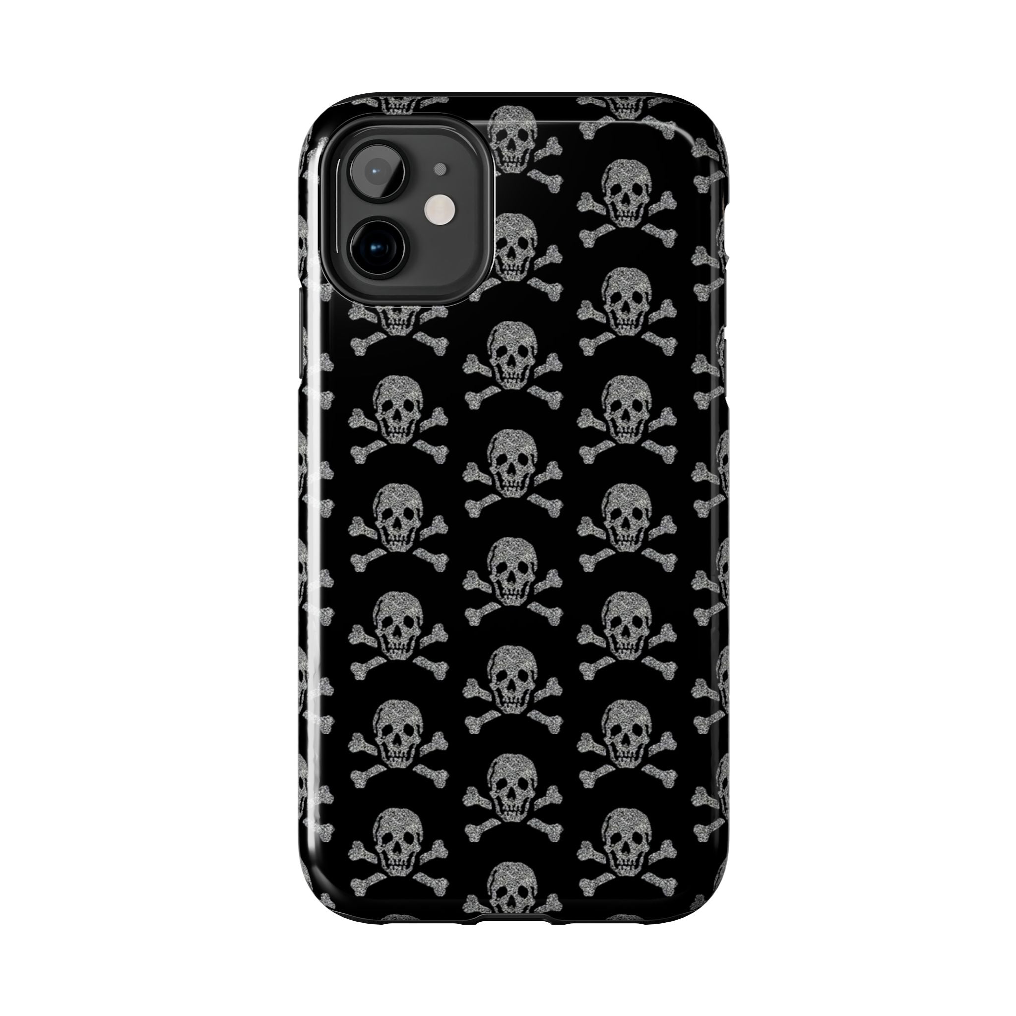 Silver Skull Print Phone Case  - Tough Impact-Resistant Case