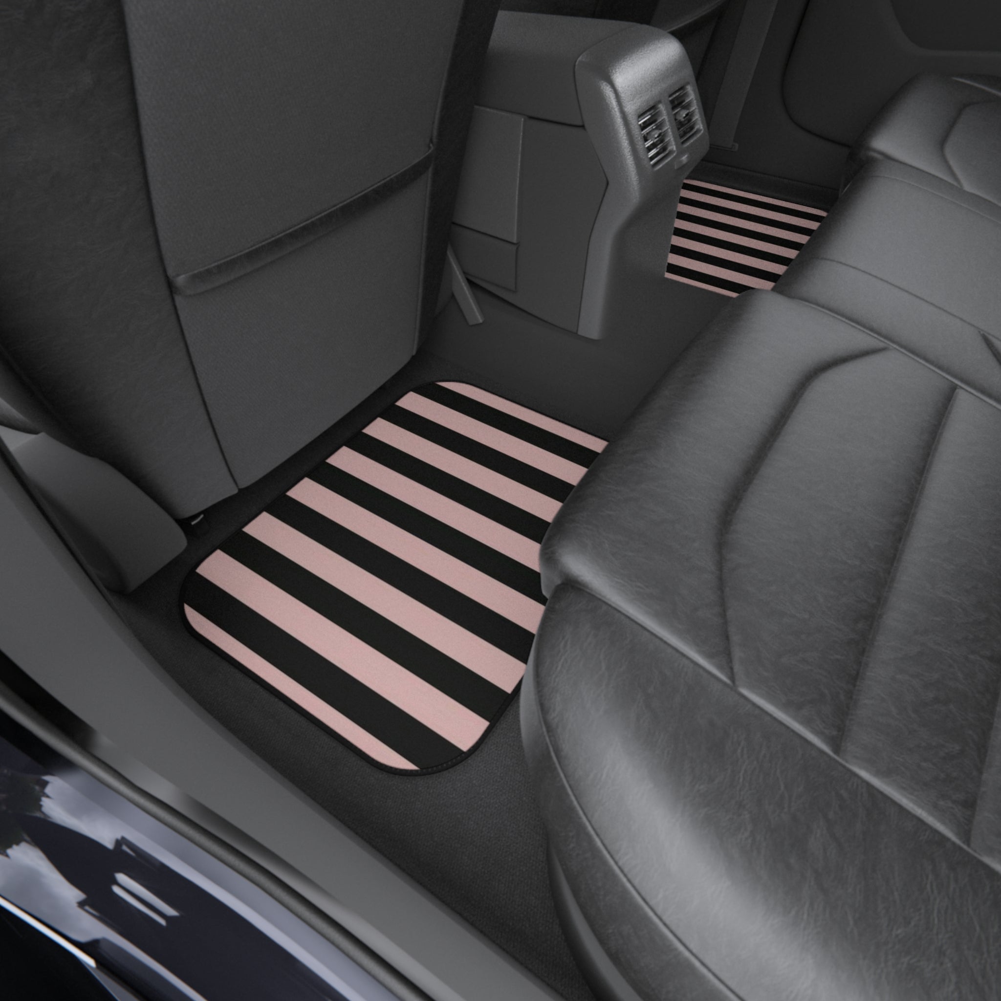 Striped Pink and Black Rear Car Mats - Cute 2026 Car Mats (2x Rear)