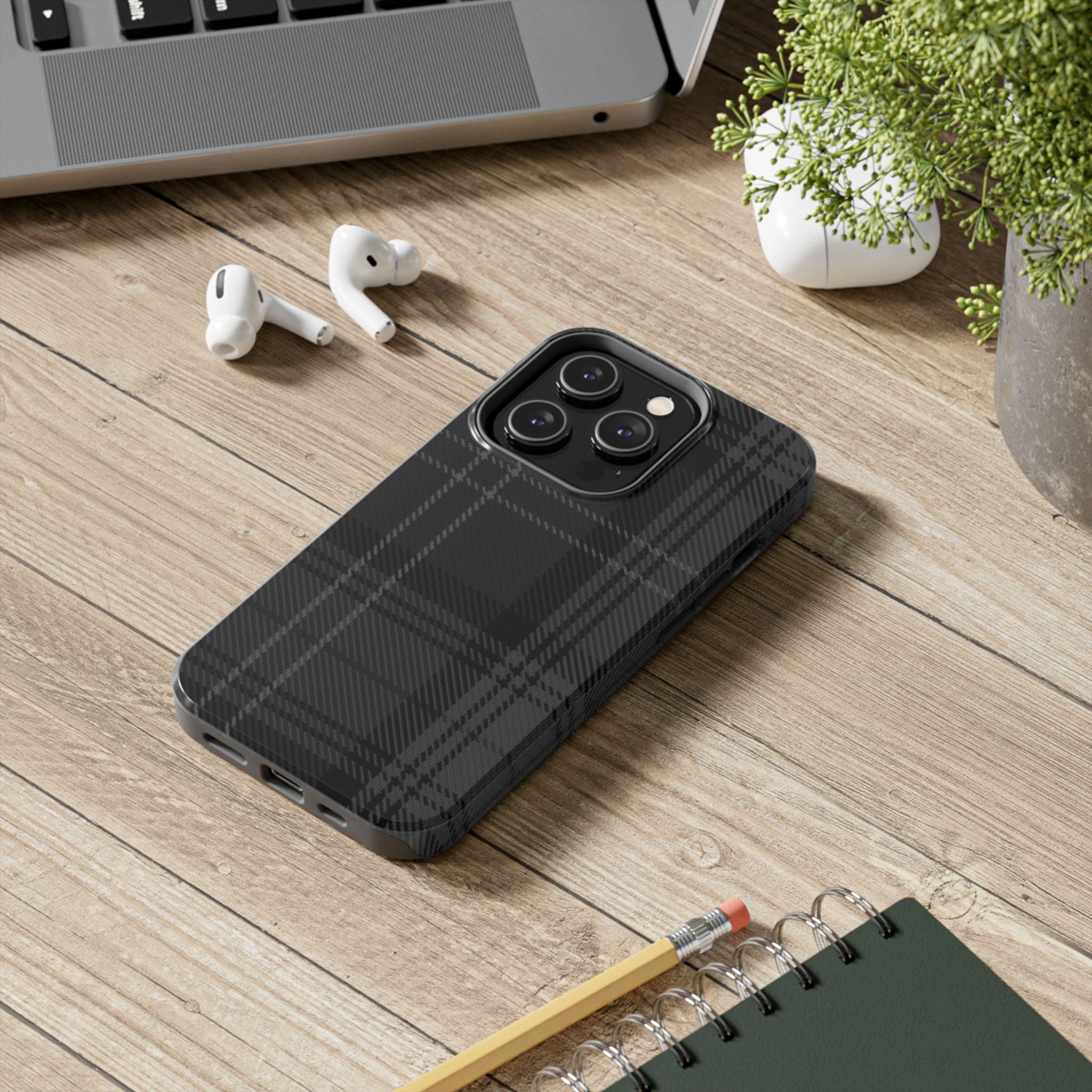 Black Plaid Phone Case  - Tough Impact-Resistant Case