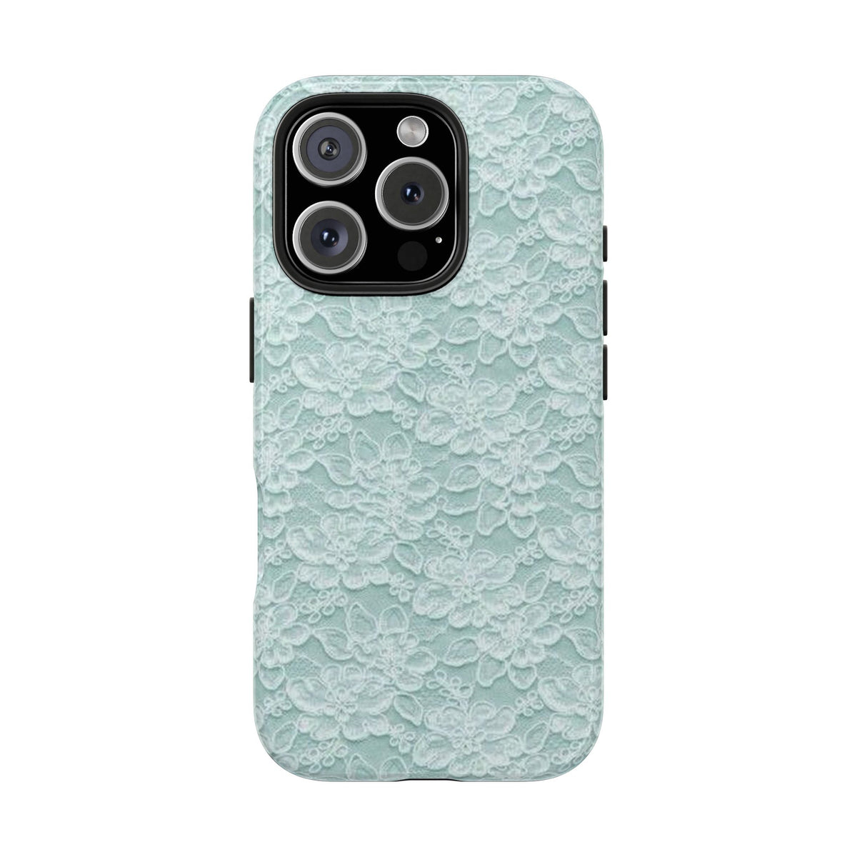 Teal Light Blue Lace Print Pattern Phone Case