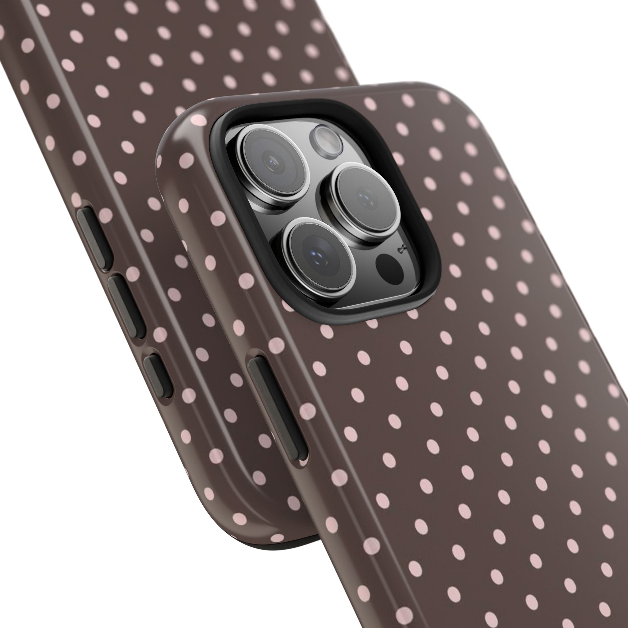 Brown with Pink Dots Phone Case  - Tough Impact-Resistant Case