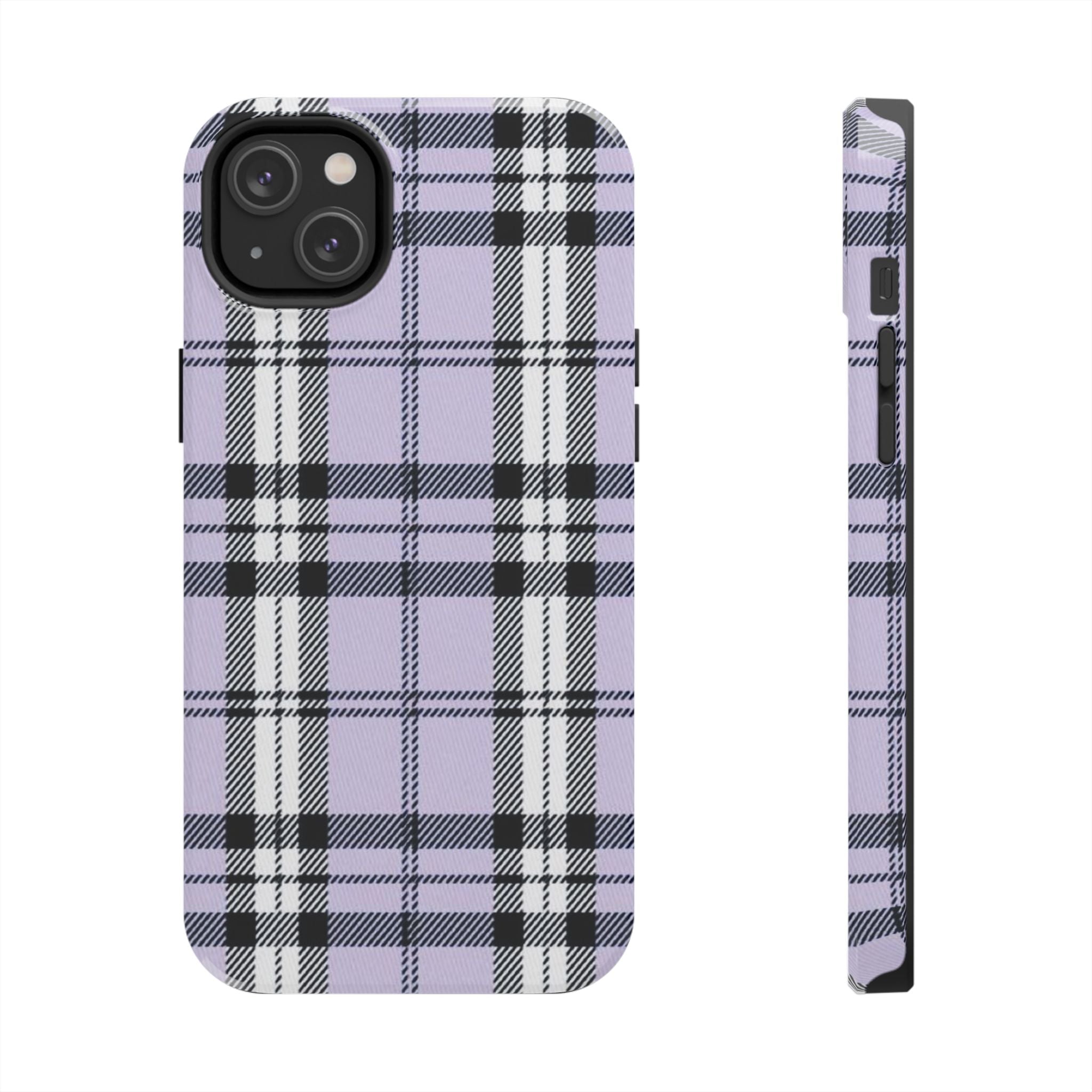 Lavender Light Purple Gingham Plaid Phone Case  - Tough Impact-Resistant Case