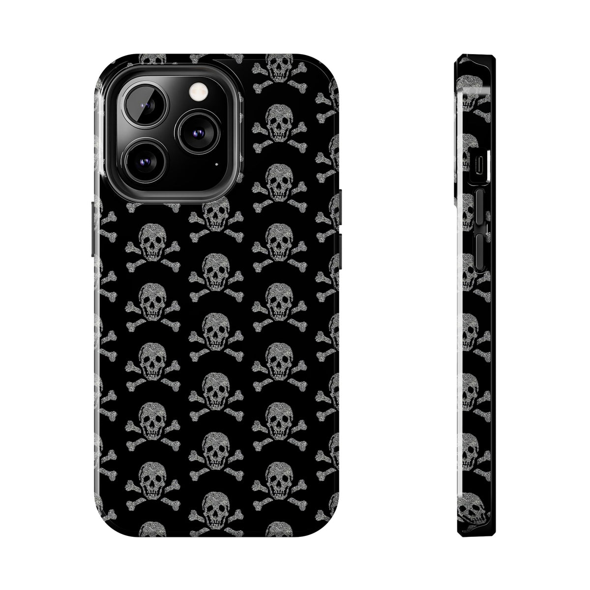 Silver Skull Print Phone Case  - Tough Impact-Resistant Case