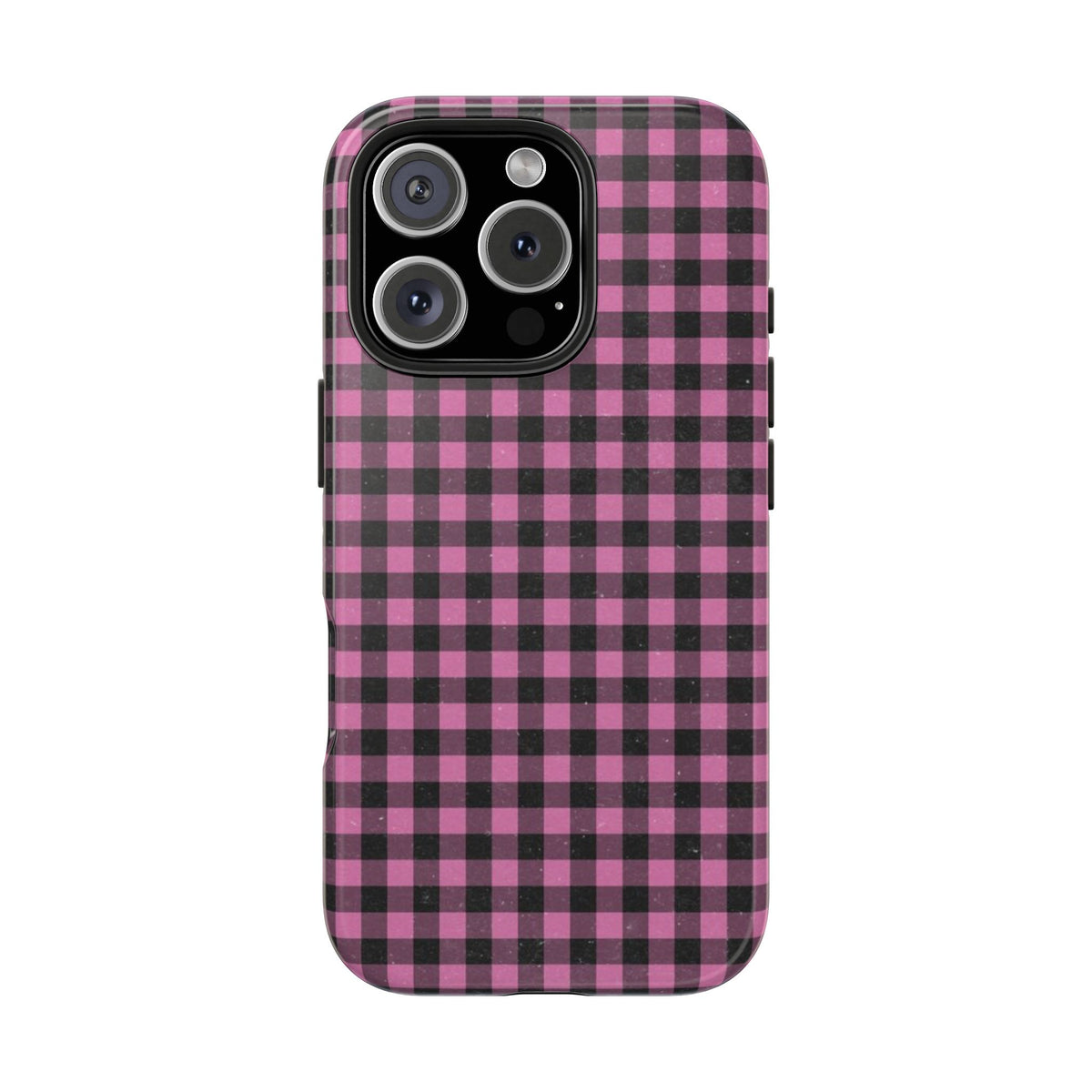 Pink and Black Faded Gingham Plaid Phone Case