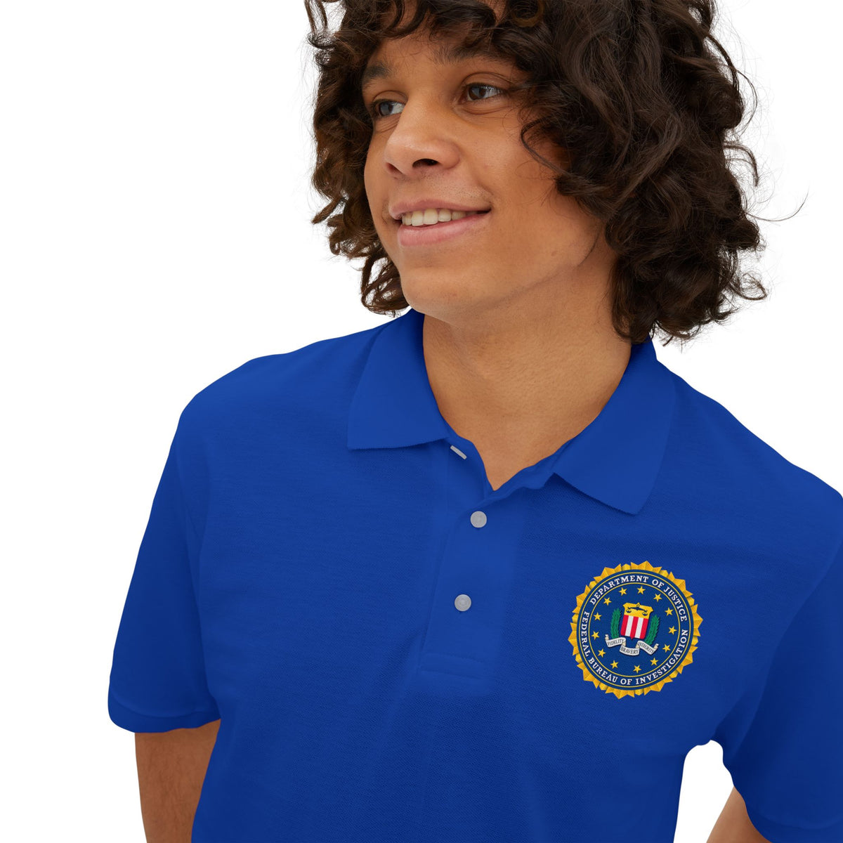 FBI Custom Halloween Polo Shirt Badge Logos on Front and Back - Men's Piqué Polo