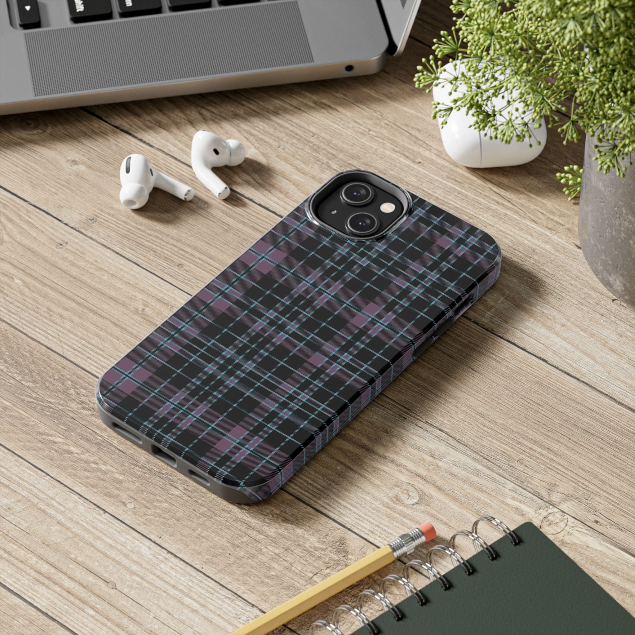 Punk Purple and Blue Plaid Phone Case