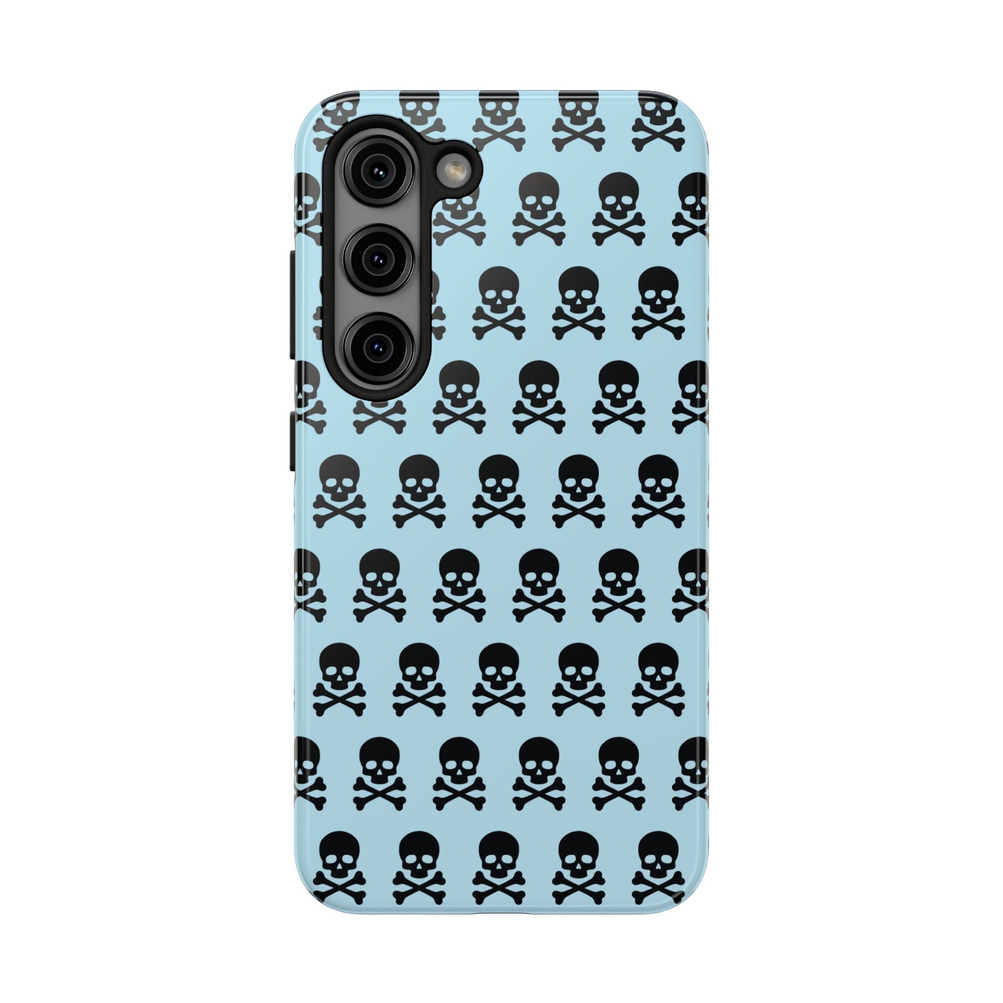 Blue Punk Skull Print Phone Case