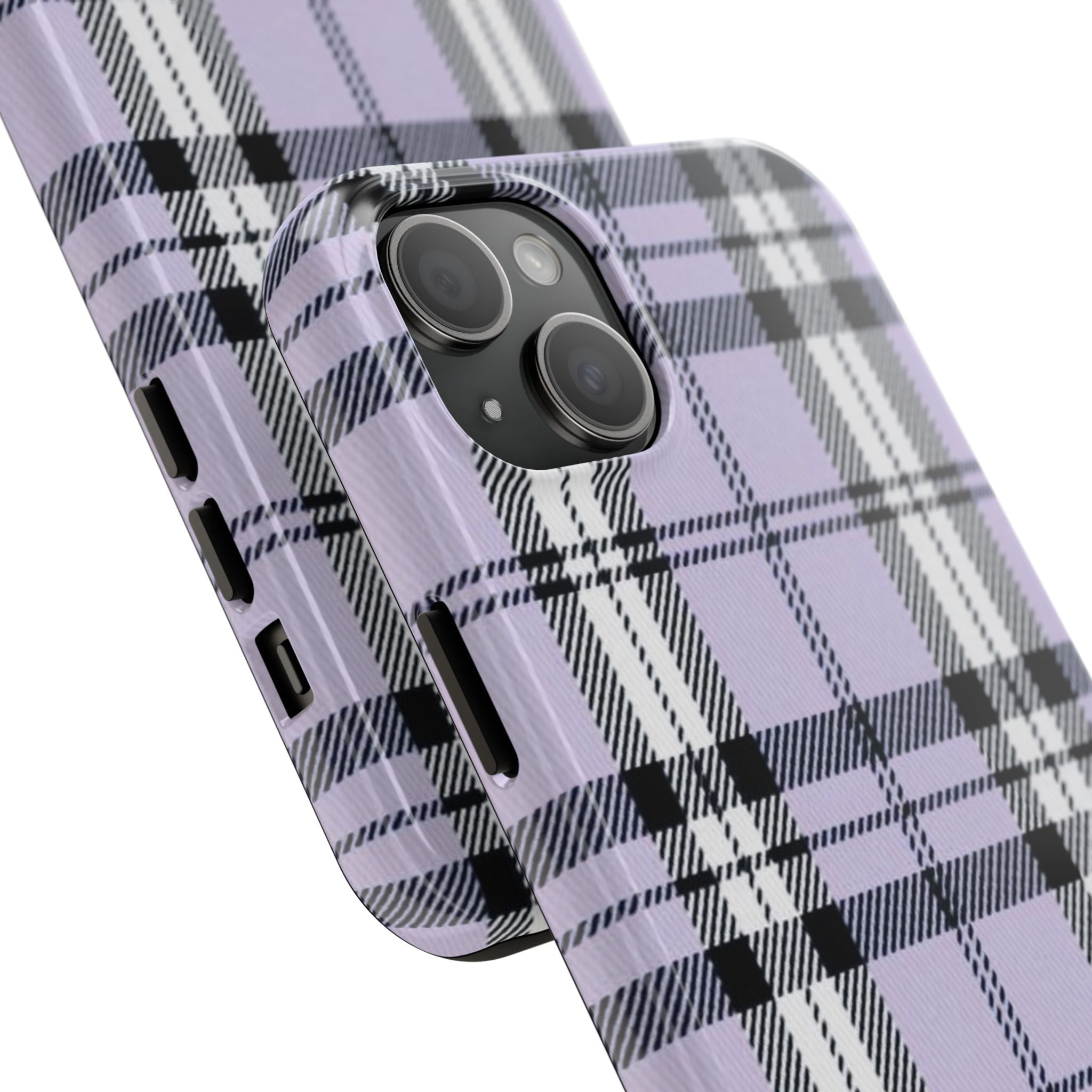 Lavender Light Purple Gingham Plaid Phone Case  - Tough Impact-Resistant Case