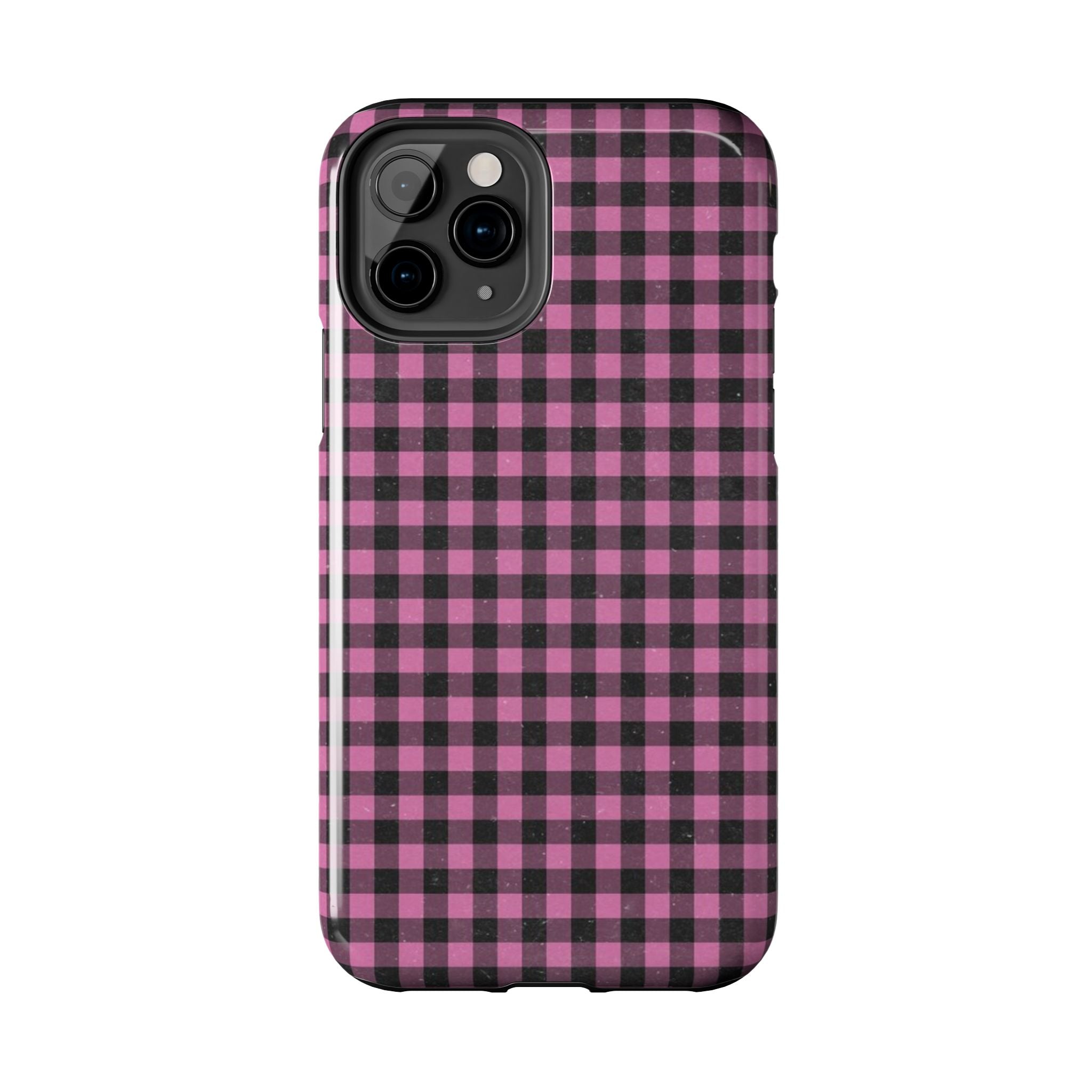 Pink and Black Faded Gingham Plaid Phone Case