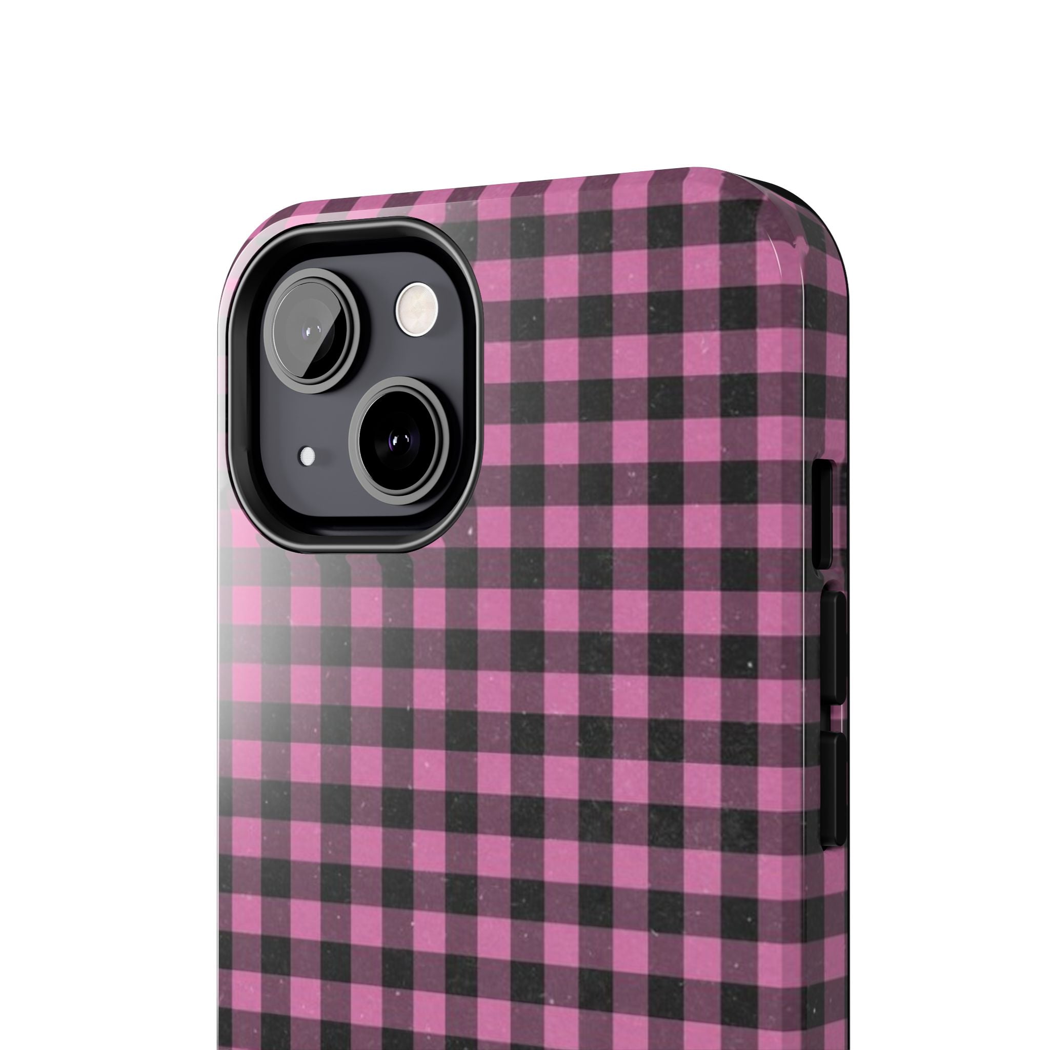 Pink and Black Faded Gingham Plaid Phone Case