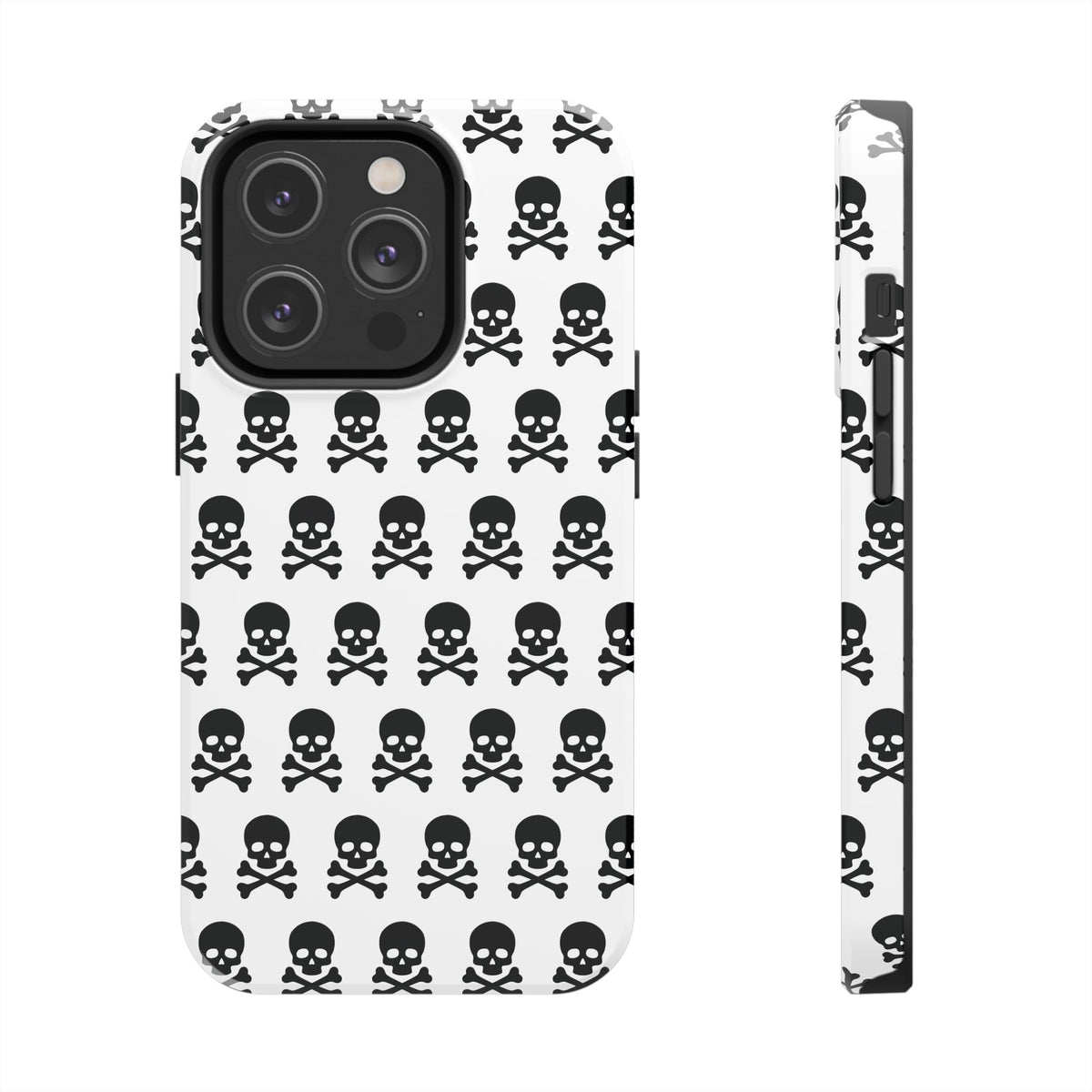 White Punk Skull Print Phone Case