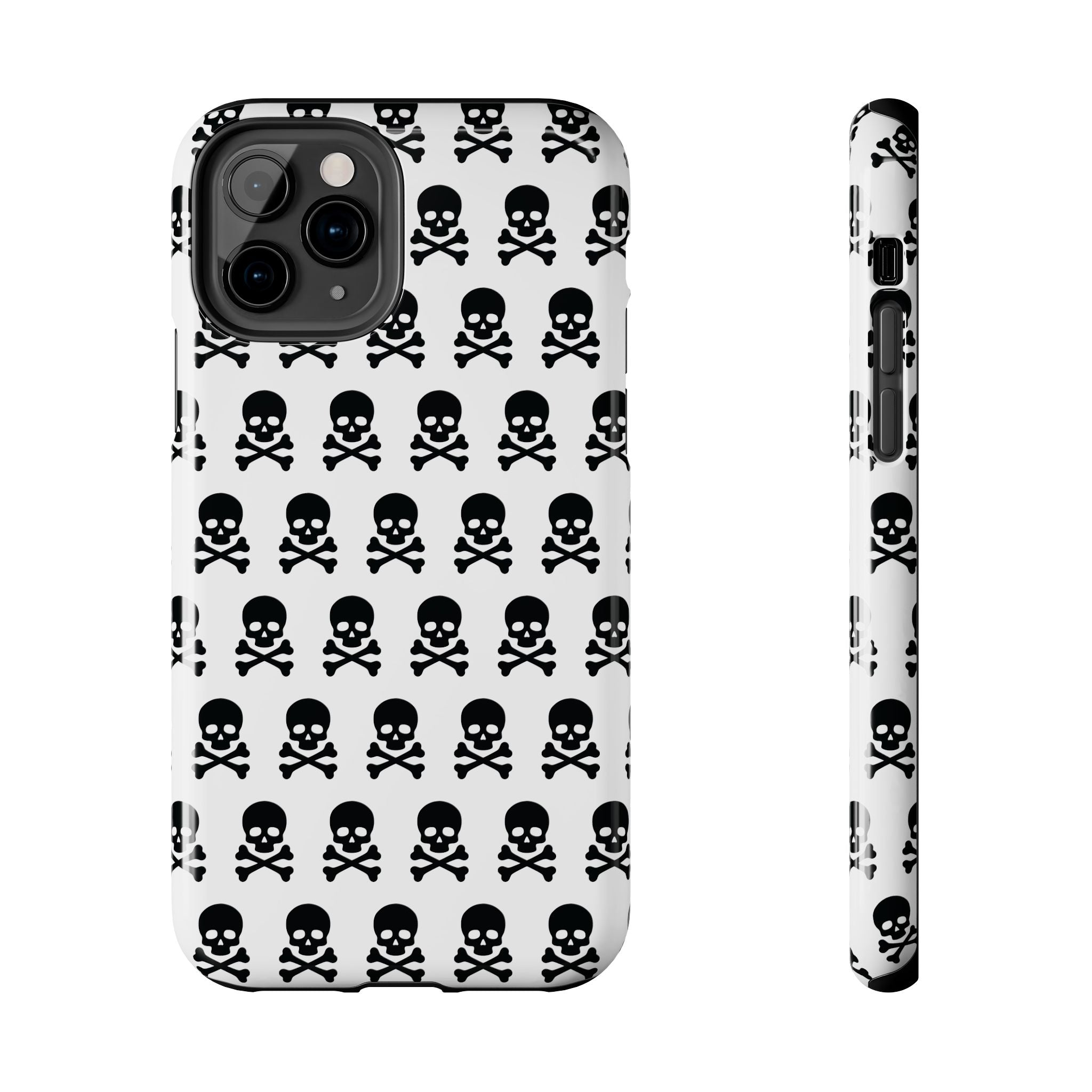 White Punk Skull Print Phone Case